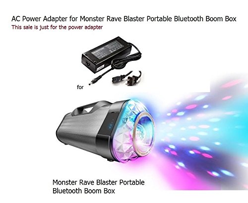Monster Rave Blaster Portable Wireless Bluetooth Speaker Charger - Replacement Power Cord & Adapter for Outdoor Parties, Travel, Beach & Home Use