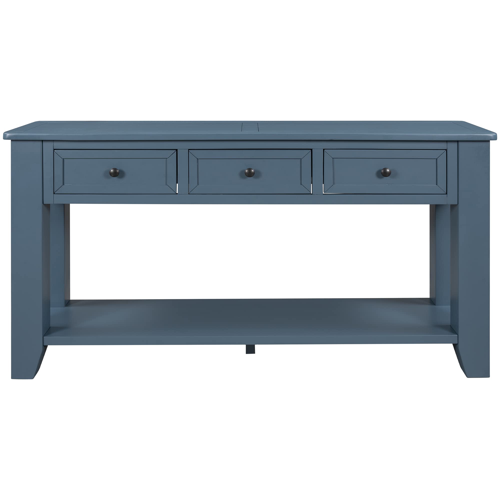 P PURLOVE Blue Console Table with 2 Drawers & Shelf - Entryway Sofa Table for Living Room, Hallway, Bedroom - Modern Narrow Hall Table for Small Spaces & Home Decor