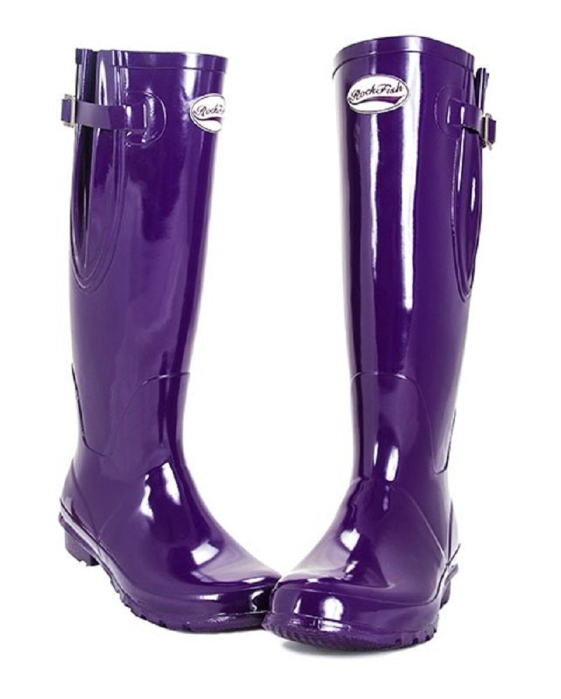 ROCKFISH Original Tall Adjustable Gloss Wellington Boots - Waterproof Rain Boots for Women & Men - Perfect for Gardening, Hiking & Outdoor Activities