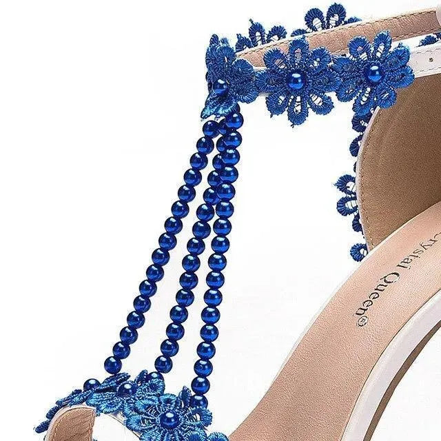 Elegant String Bead Lace Wedding Shoes for Bride – Comfortable Heels for Church Ceremony, Outdoor Photos & Reception