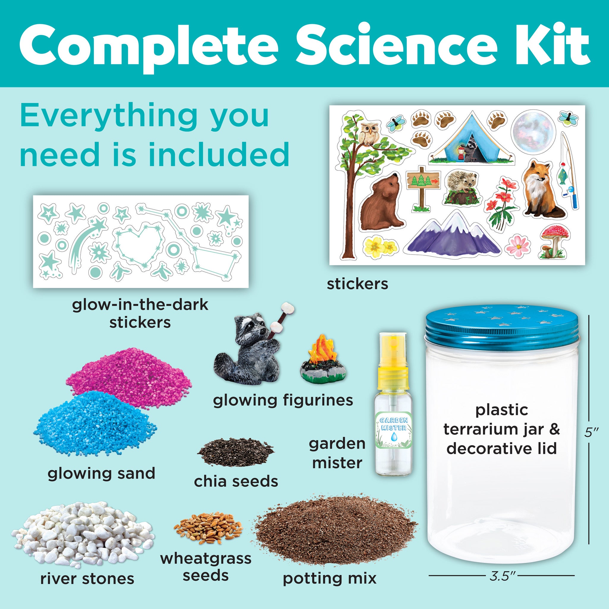 Grow N' Glow Terrarium Kit for Kids - DIY Plant Growing Science Kit with LED Lights - Educational STEM Toy for Indoor Gardening & Home Decor #1137000