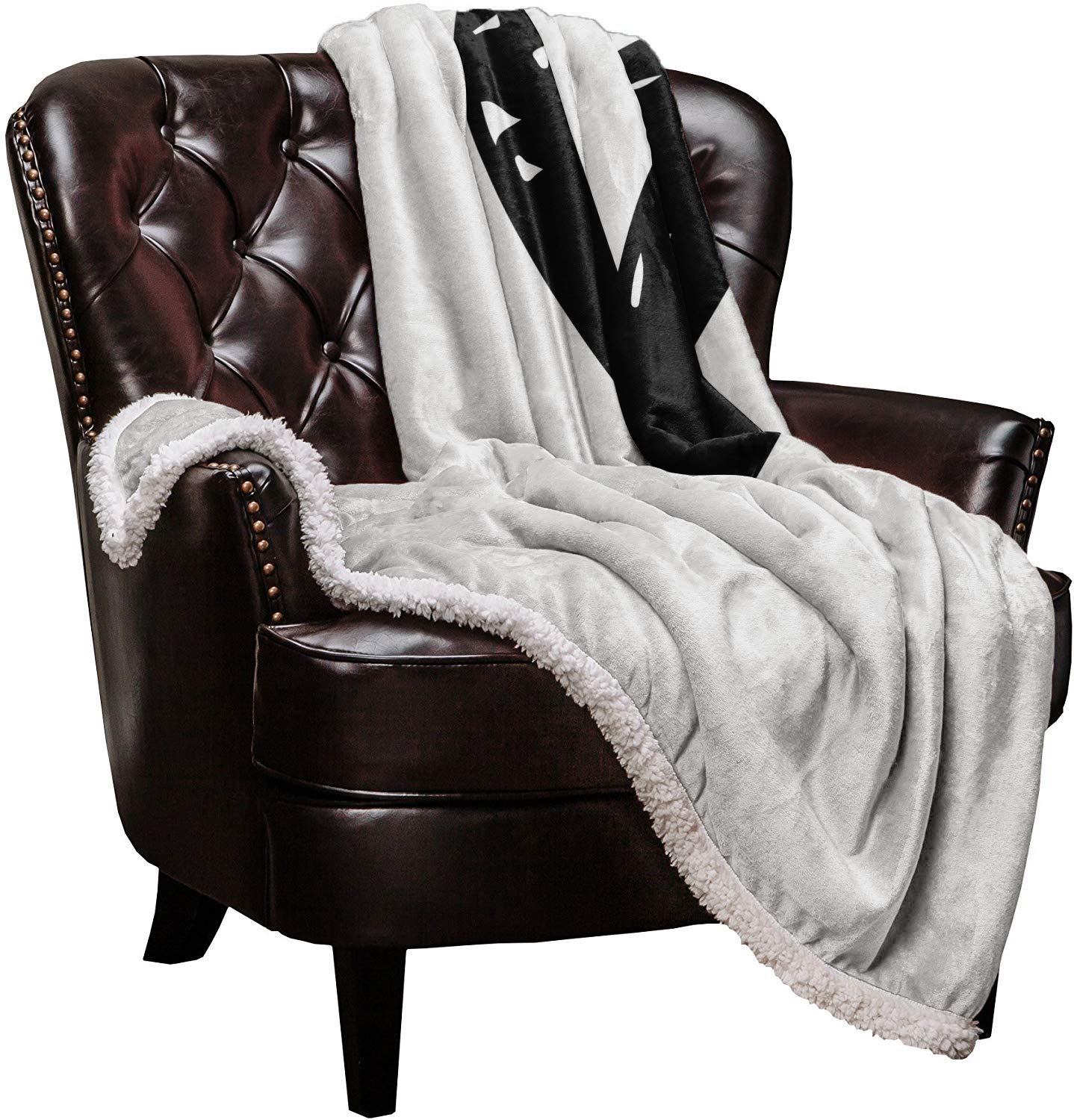 DoremiHome Black Heart Sherpa Fleece Blanket - Reversible Super Soft Cozy Plush Throw for Couch, Bed & Sofa - 59x79 Inch Warm Fuzzy Blanket for Winter, Gifts & Home Decor