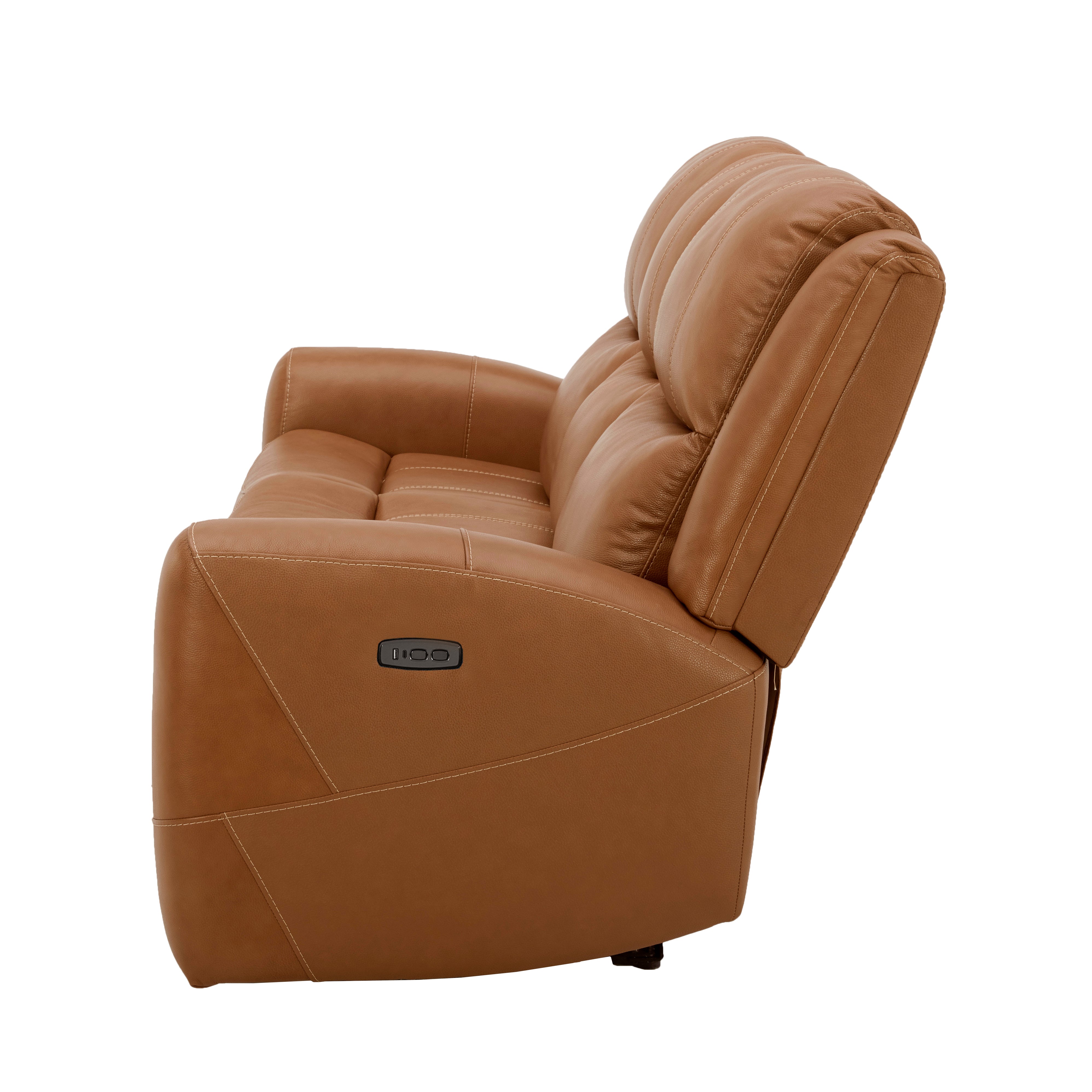 Roundhill Furniture Cozura Genuine Leather Power Reclining Sofa Set - 3-Piece Living Room Sectional with USB Charging & Cup Holders | Perfect for Home Theater, Family Gatherings & Relaxing Evenings