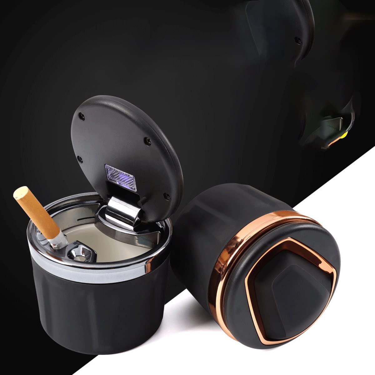 Premium Car Ashtray with Detachable Lighter Set - Blue LED Light Indicator & Lid for Smoke-Free Cars, Home, Office & Travel | Ideal for Smokers on the Go (Color: A)
