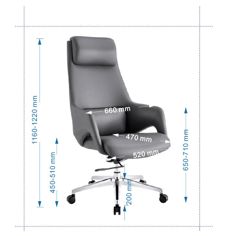 Premium RONAN Executive Office Chair - Ergonomic Grey High Back Desk Chair for Home & Office Workspaces - Perfect for Long Hours of Sitting & Productivity