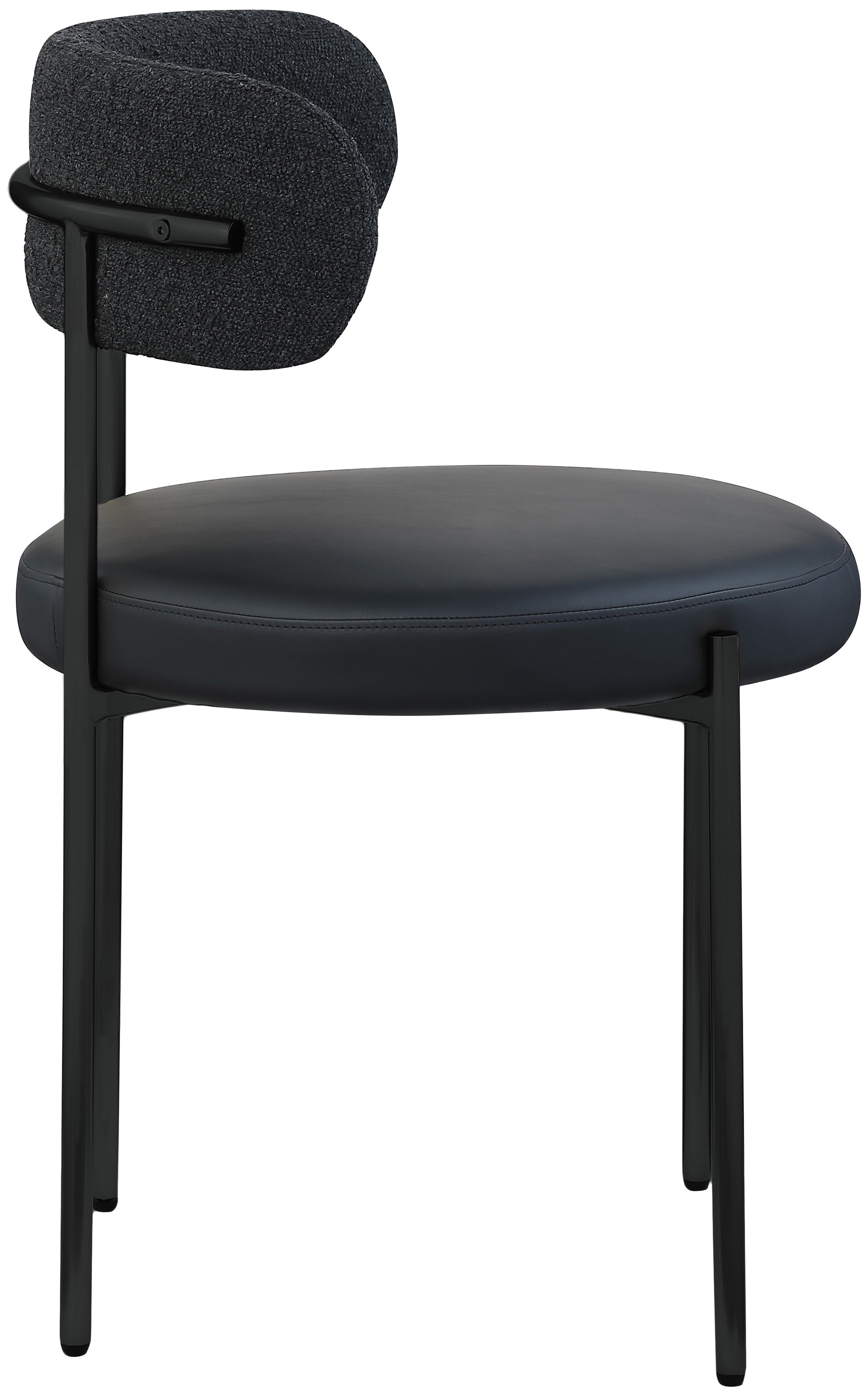 Vegan Leather & Boucle Fabric Dining Chair - Modern Comfort for Home, Office & Restaurant Use