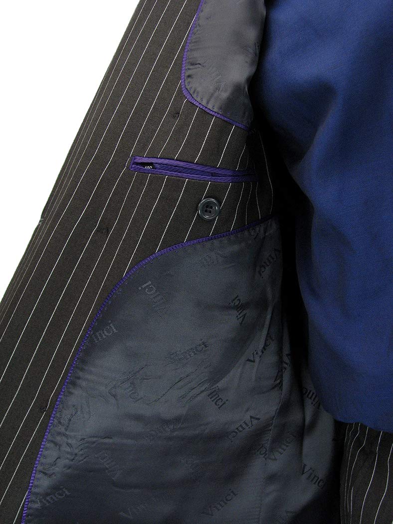 Premium 2-Piece Men's Double Breasted Pinstripe Suit Set with Matching Socks - Formal Business Attire for Weddings, Office & Special Occasions