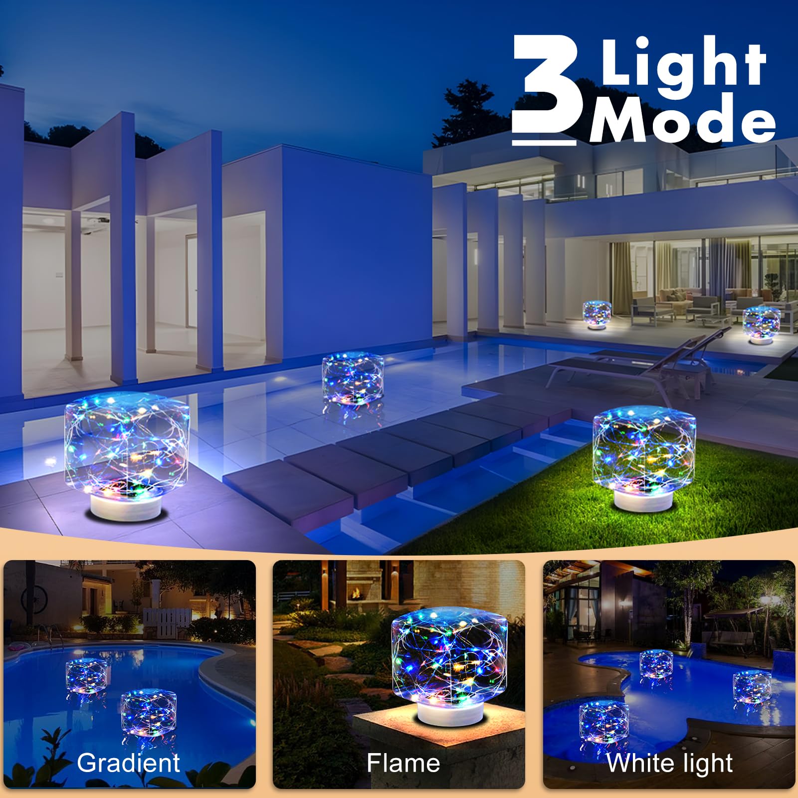 Solar Pool Lights - 2PCS, IP68 Waterproof LED Floating Lights for Swimming Pools & Ponds | Outdoor Decor