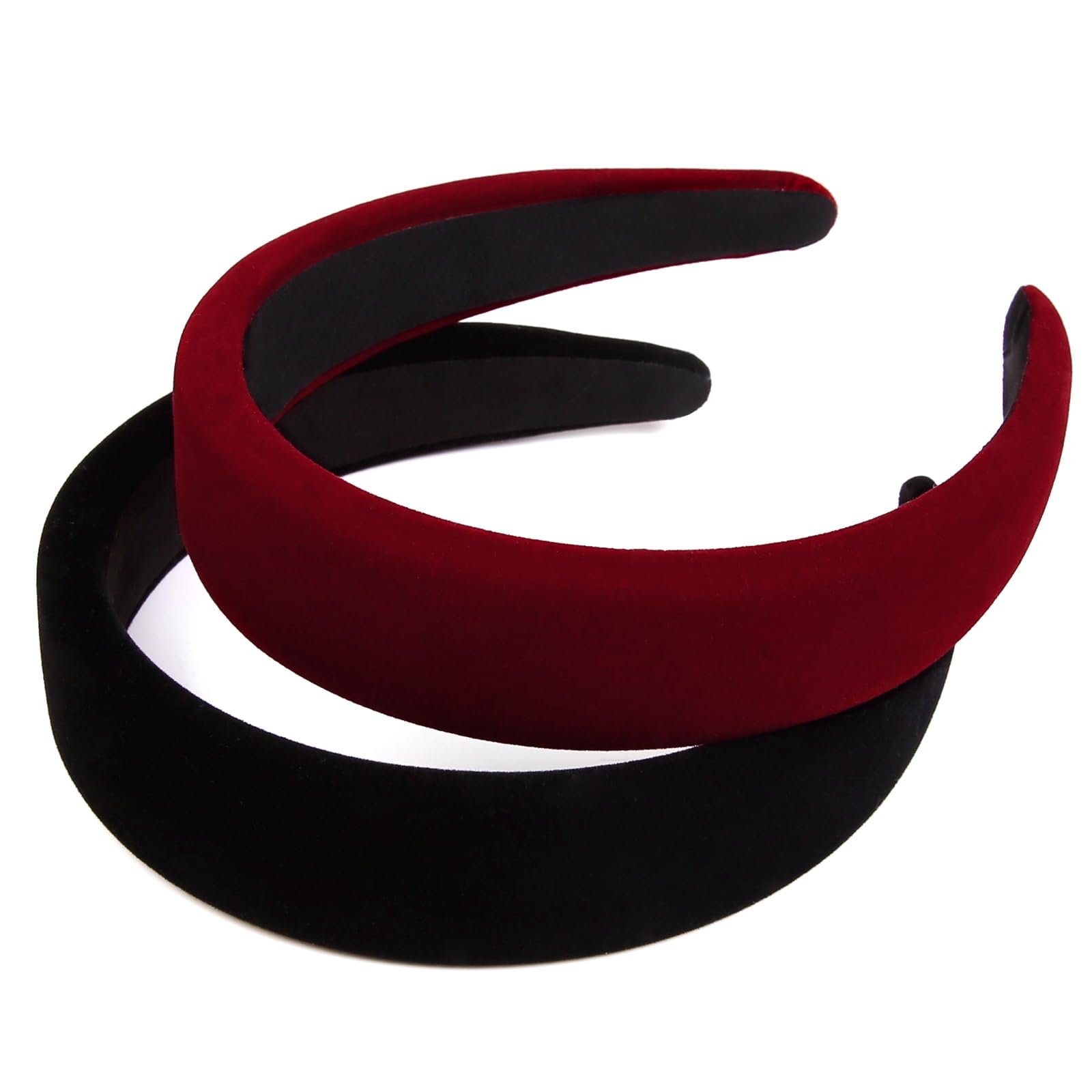 Black Velvet Headband for Women - Non Slip Thick Hair Band 1.3 Inch Wide - Fashion Hair Accessories for Women - Soft Elastic Headbands for Workout, Yoga, Running & Daily Wear