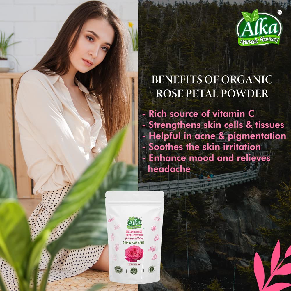 Pure & Natural Rose Petal Powder (Rosa Centifolia) for Skin & Hair Care - 100g | Brightening Face Mask, Tan Removal & Glow Treatment | Ayurvedic Beauty Solution for Radiant Skin & Healthy Hair | Perfect for DIY Spa, Facial Treatments & Natural Skincare Routines