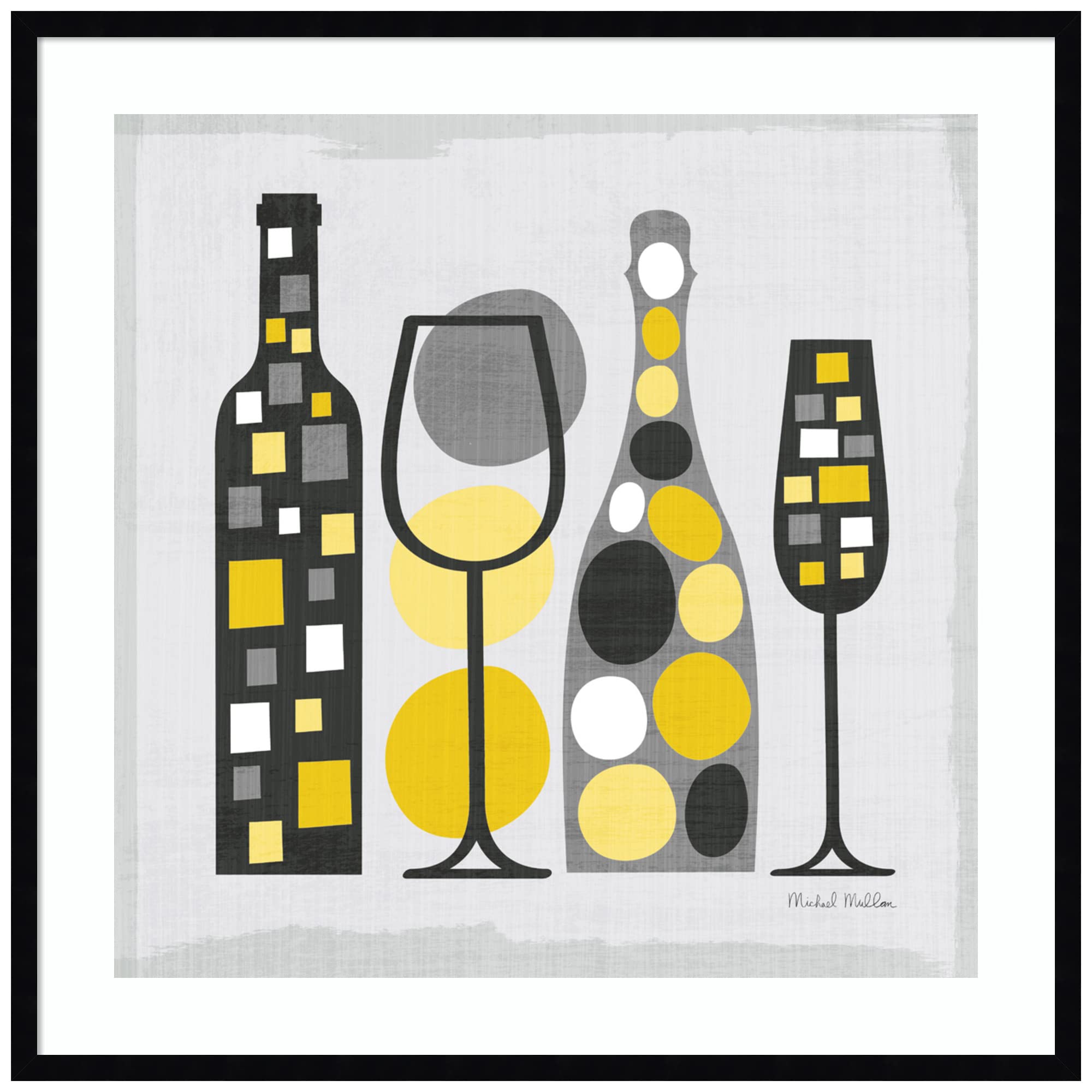 Amanti Art 33x33 Inch Framed Abstract Wall Art Print - Modern Square Kitchen Decor in Yellow by Michael Mullan | Contemporary Painting for Living Room, Bedroom & Office | Perfect for Home, Restaurant or Hotel Decoration