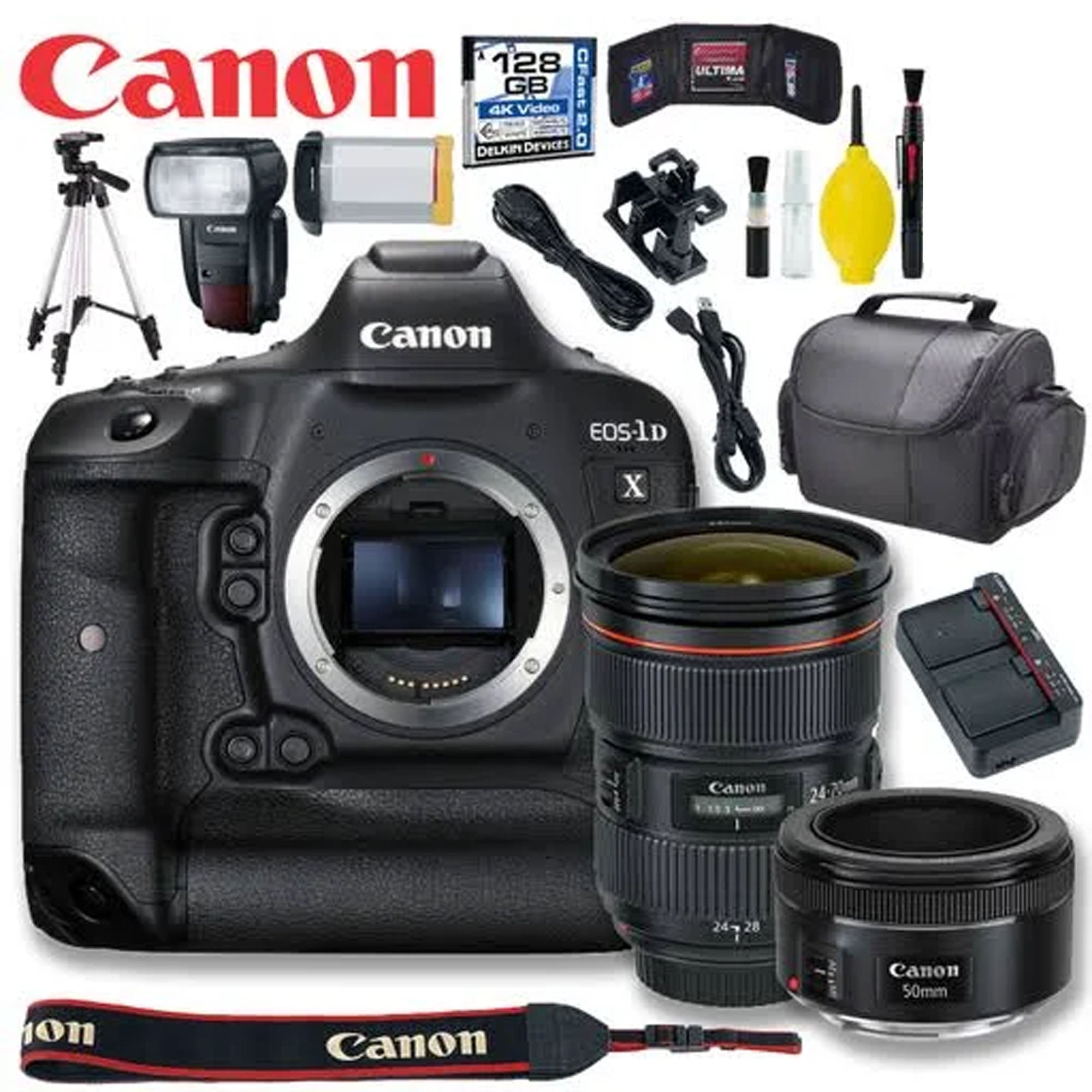 Canon EOS 1D X Mark II DSLR Camera Bundle with EF 24-70mm f/2.8L II & 50mm f/1.8 STM Lenses - Professional Photography Kit for Wedding, Sports & Portrait Shooting