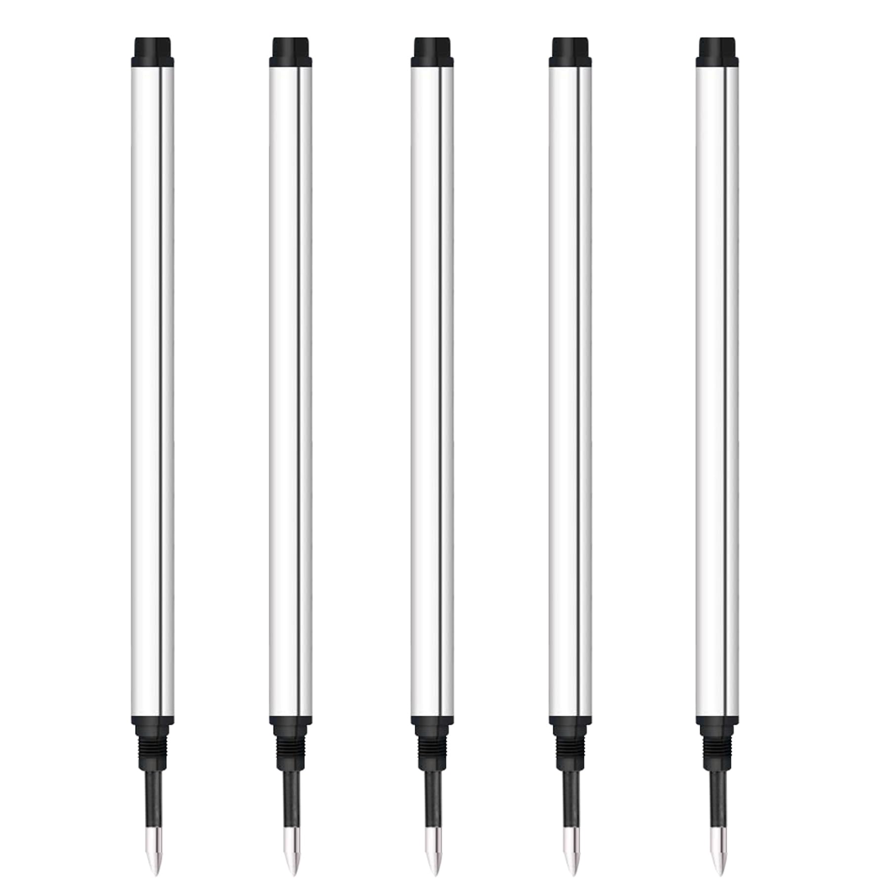 DunBong Spiral Gel Ink Rollerball Refills 5 Pack - 0.5mm Medium Point Threaded Rolling Ball Refills for Smooth Writing (Red) - Perfect for Office, School, Journaling & Note Taking