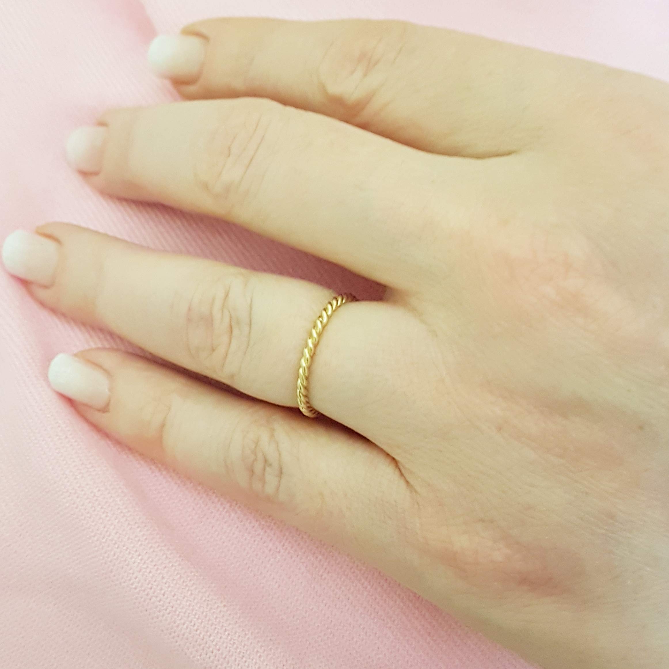 14K Real Solid Gold Rope Ring for Women - Dainty Twisted Rope Design, Elegant Minimalist Jewelry - Perfect Christmas & Birthday Gift for Her, Anniversary Present, Everyday Wear or Special Occasions