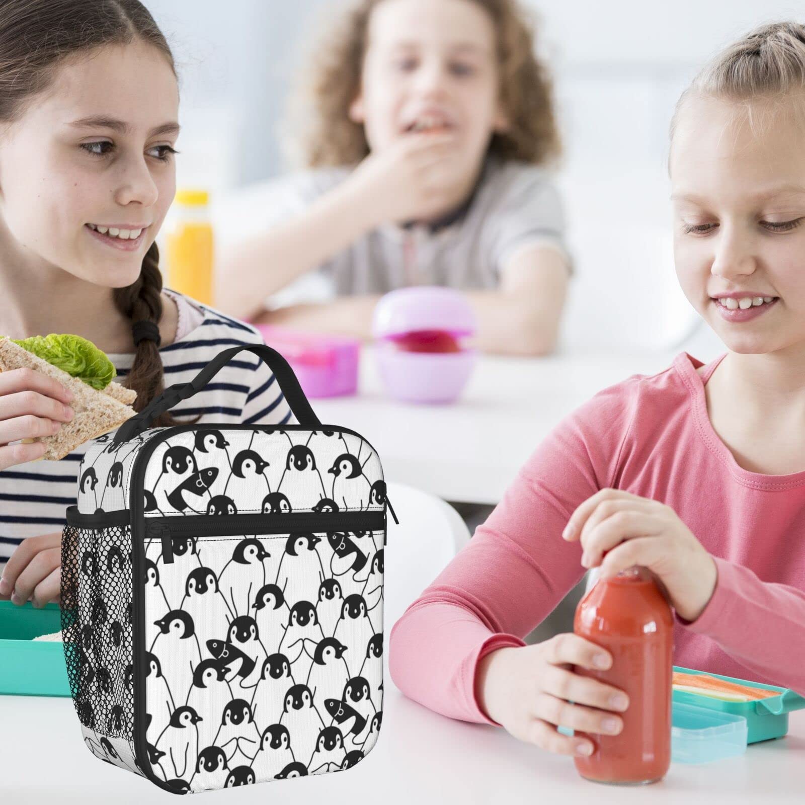 **Insulated Penguin Lunch Box for Women, Men, Girls & Boys - Leakproof Detachable Handle Meal Tote Bag - Perfect for School, Work, Picnics & Outdoor Activities**