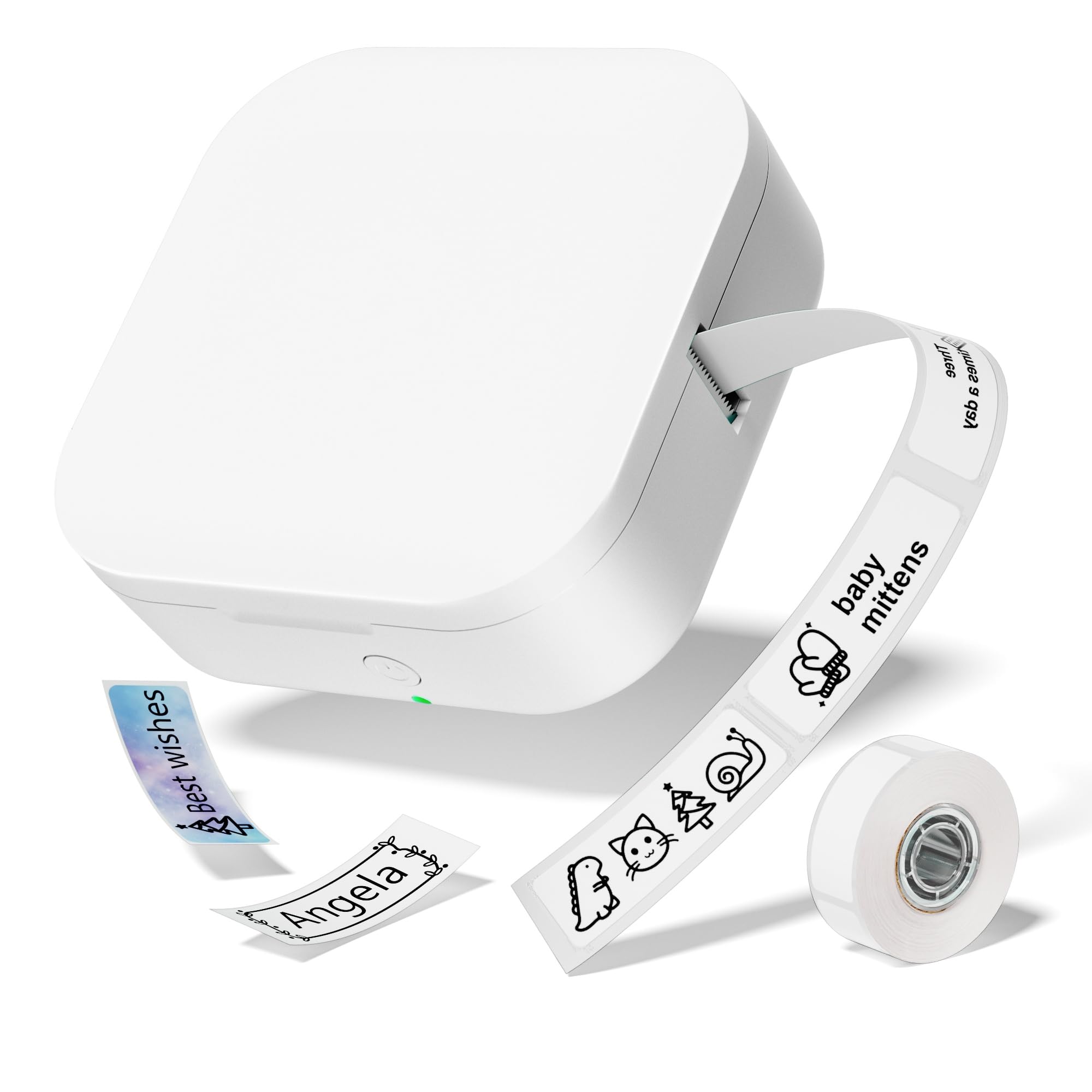 COLORWING Q30 Portable Bluetooth Thermal Label Printer with Tape - Dual Power (USB & Batteries) for Home Organization, Office Labeling & School Projects - White | Perfect for Shipping Labels, Pantry Organization & Craft Projects