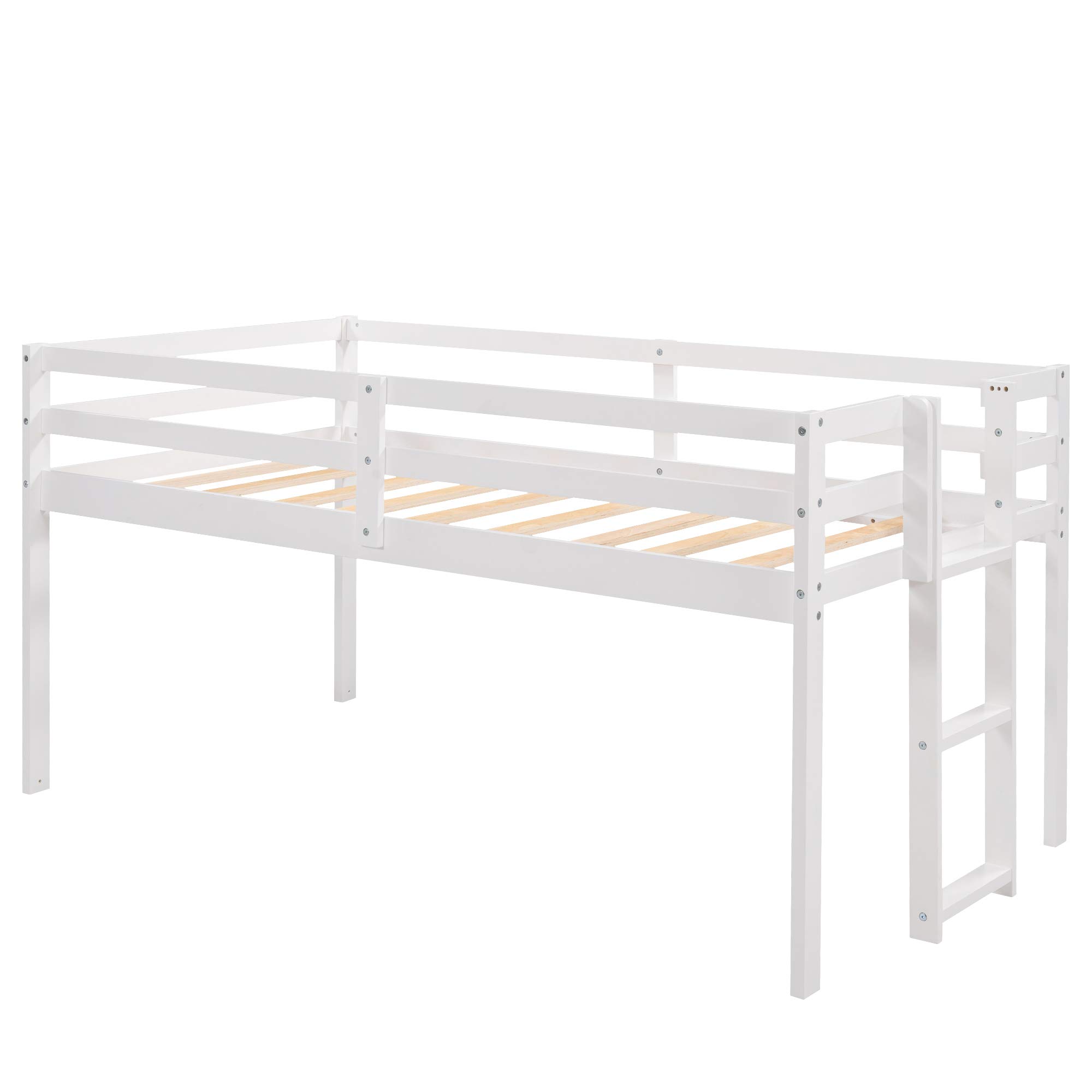 Solid Wood Twin Over Twin/Full/King Bunk Bed with 2 Storage Drawers & Ladder - Convertible to Daybed or Loft Bed - Kids Bedroom Furniture for Small Spaces & Sleepovers (White)