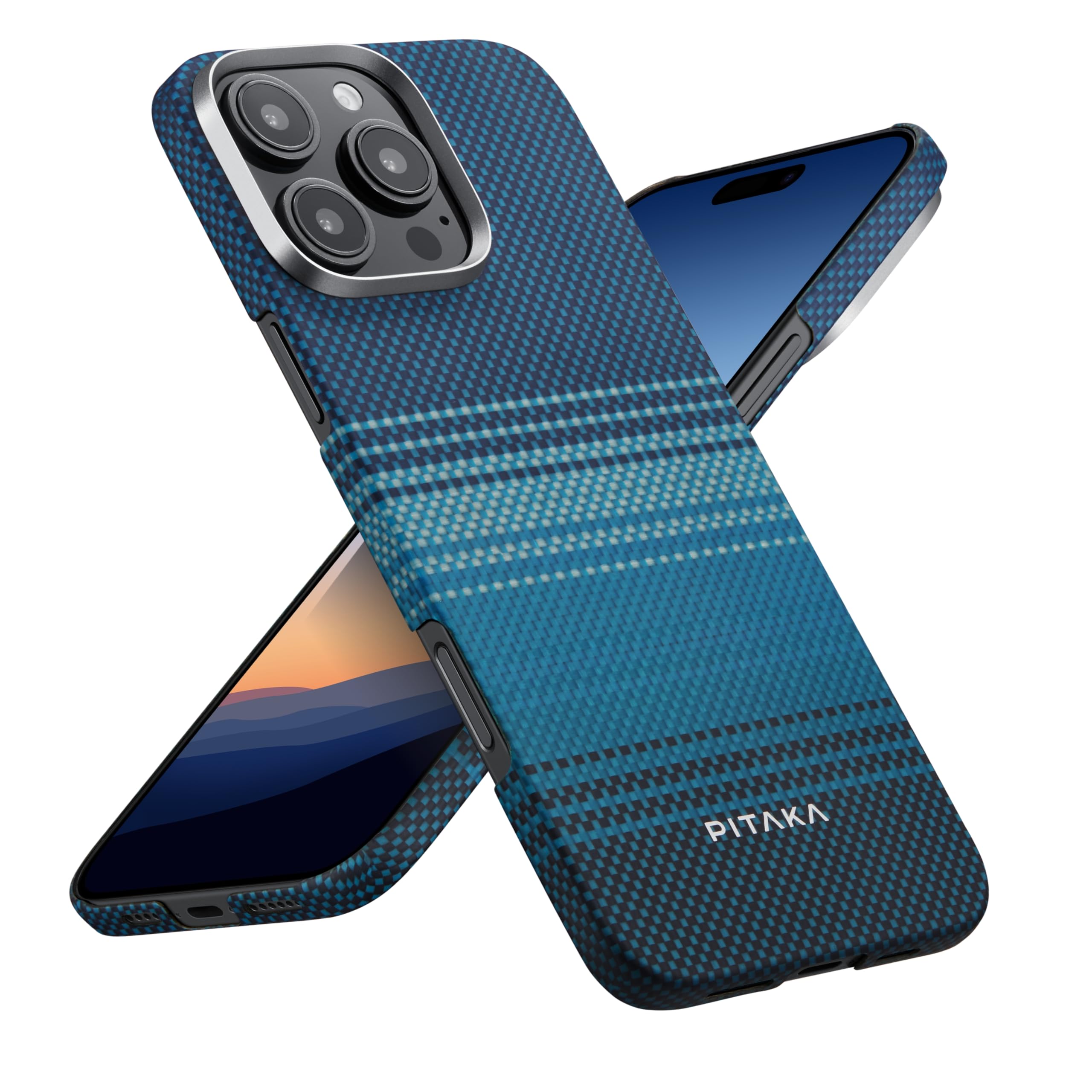 Pitaka iPhone 16 Pro Max Case with MagSafe - Ultra Thin & Light 1500D Aramid Fiber Protective Cover | Caseless Feel | Tactile Woven Moonrise Design | Perfect for Work, Travel & Everyday Use