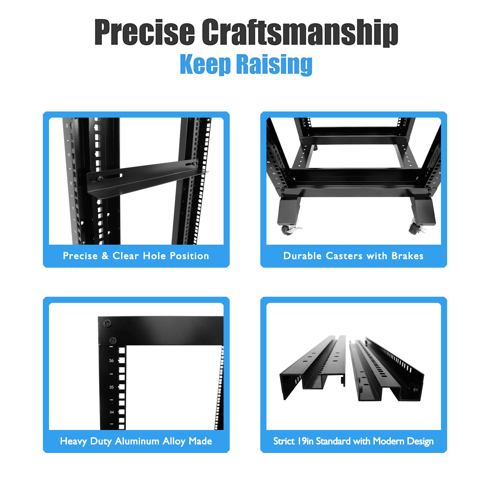 42U 4-Post Open Frame 19-Inch Server Rack - Heavy Duty Steel & Aluminum Audio Equipment Rack (31-Inch Depth, UL Certified) - Perfect for Data Centers, Home Studios, and Network Installations