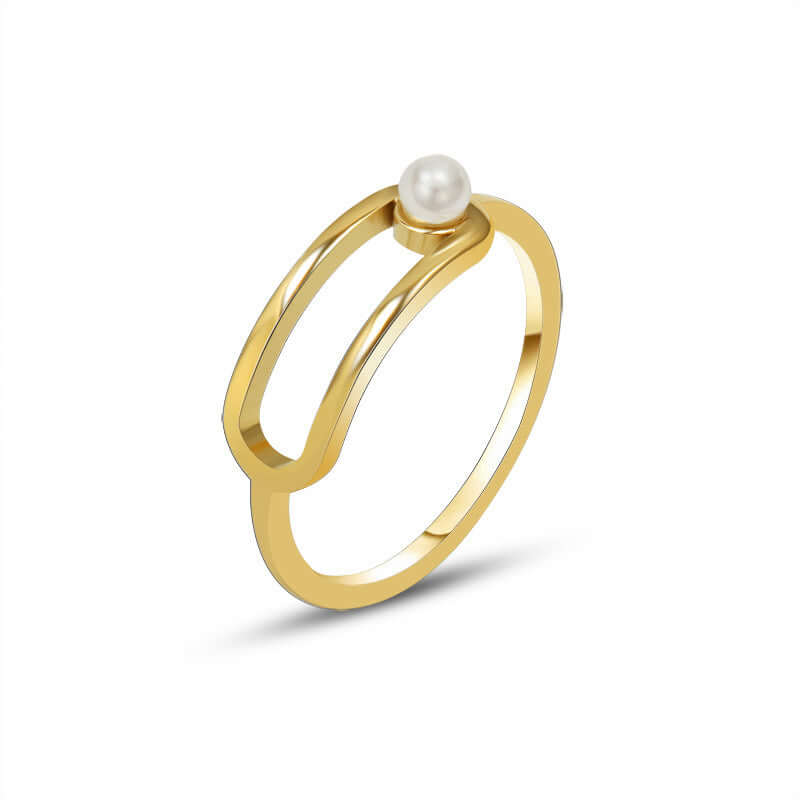 18K Gold Pearl Safety Pin Rings for Women - Elegant Vintage Jewelry Gift for Birthdays, Anniversaries & Special Occasions | A201