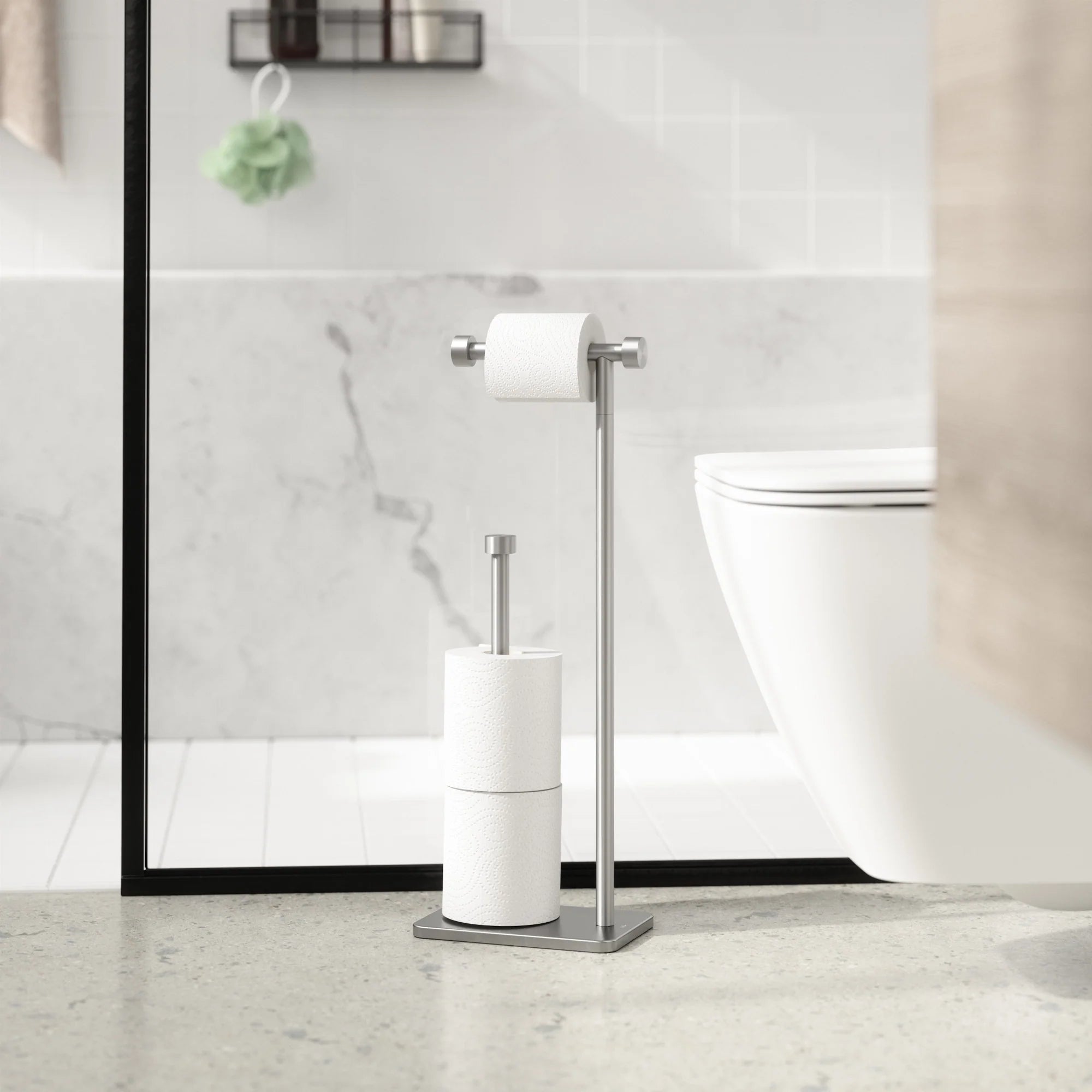 Nickel-Plated Cappa Toilet Paper Holder with Built-in Reserve - Bathroom Tissue Dispenser for Modern Homes, Hotels & Restrooms