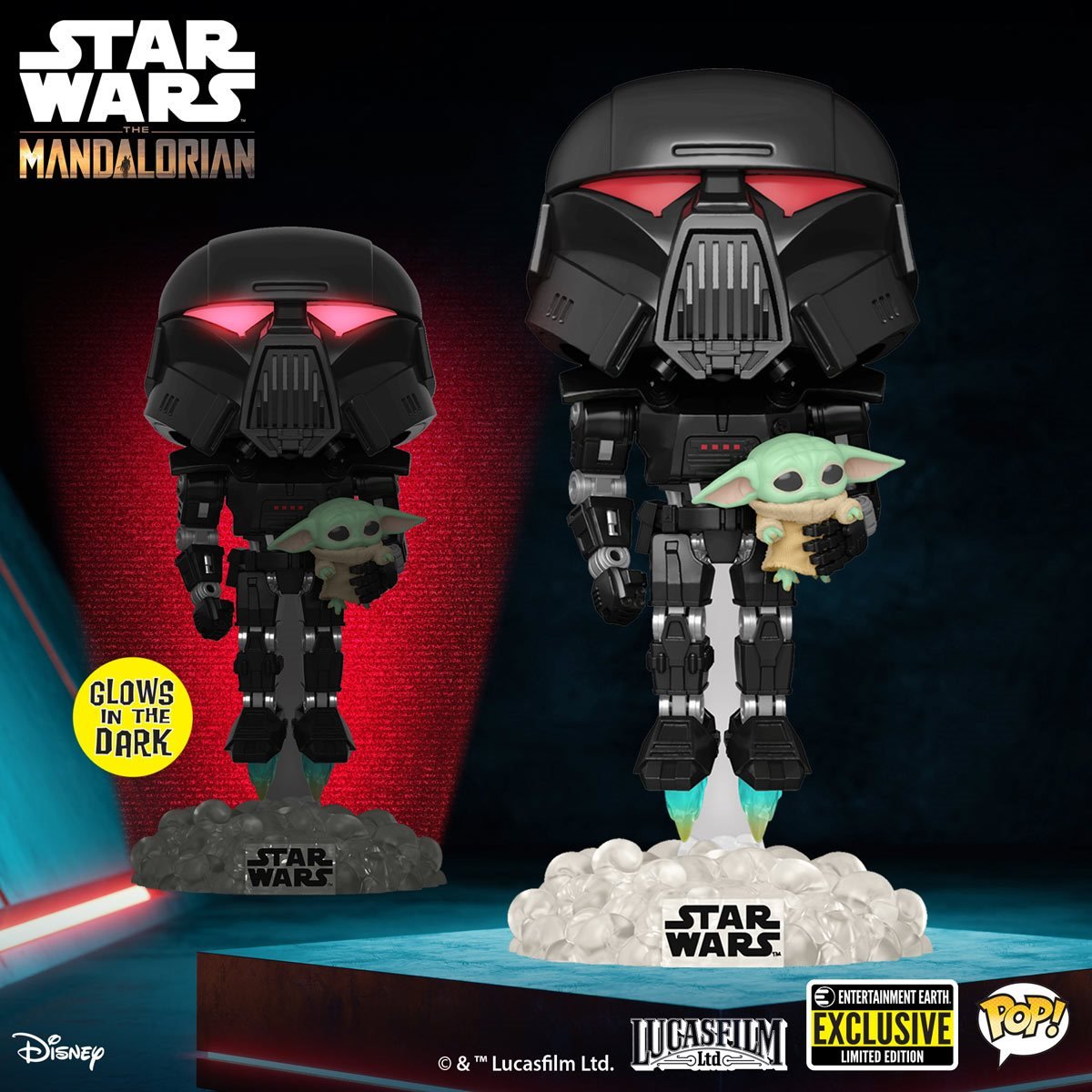Star Wars The Mandalorian Dark Trooper Action Figure with Grogu - Collectible Toy for Fans, Gift for Kids & Adults - Perfect for Display, Play & Star Wars Merchandise Collection