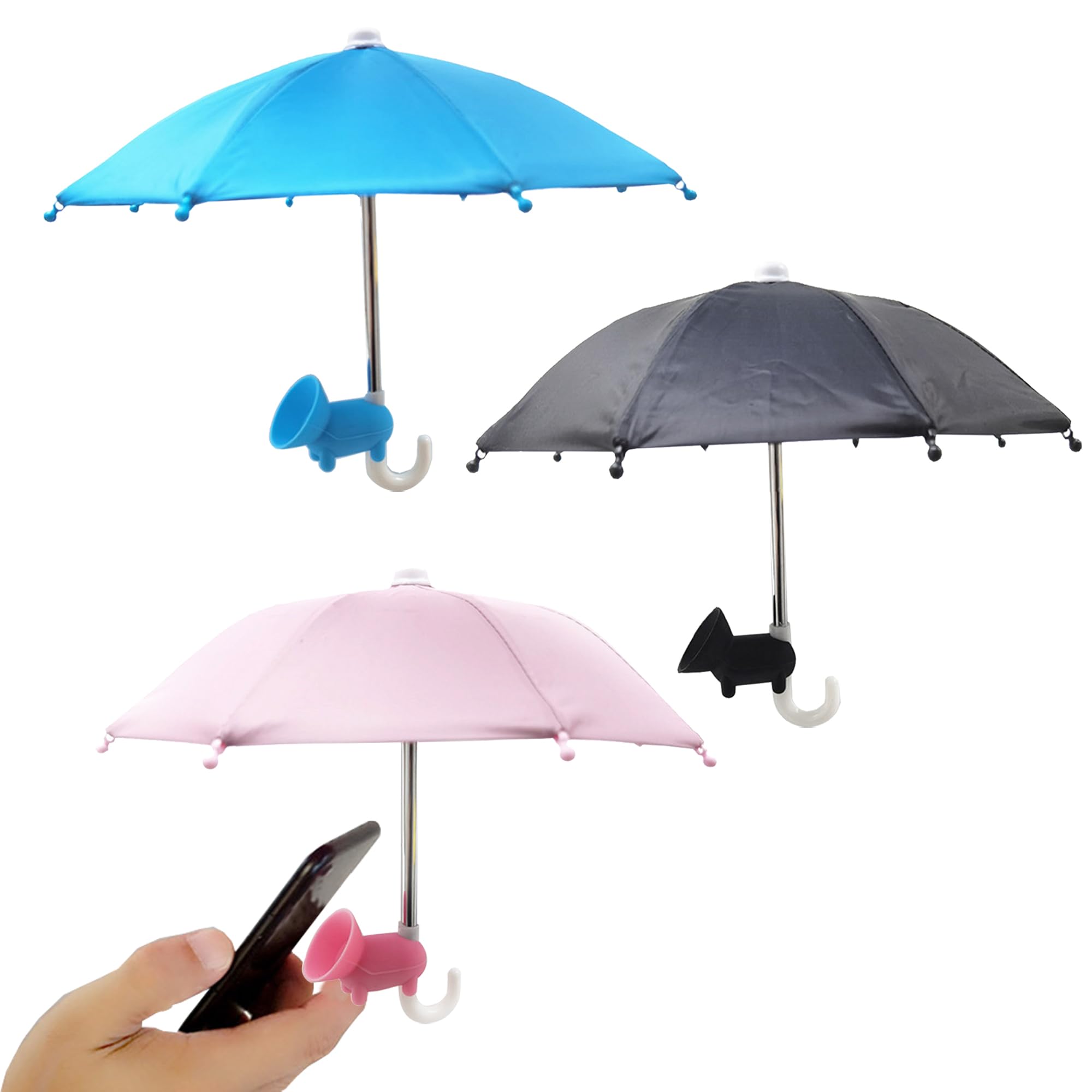 3 Pack Phone Sun Shade Umbrella with Adjustable Suction Cup Stand - Outdoor Sun Protection for Smartphones - Perfect for Beach, Pool, and Outdoor Activities