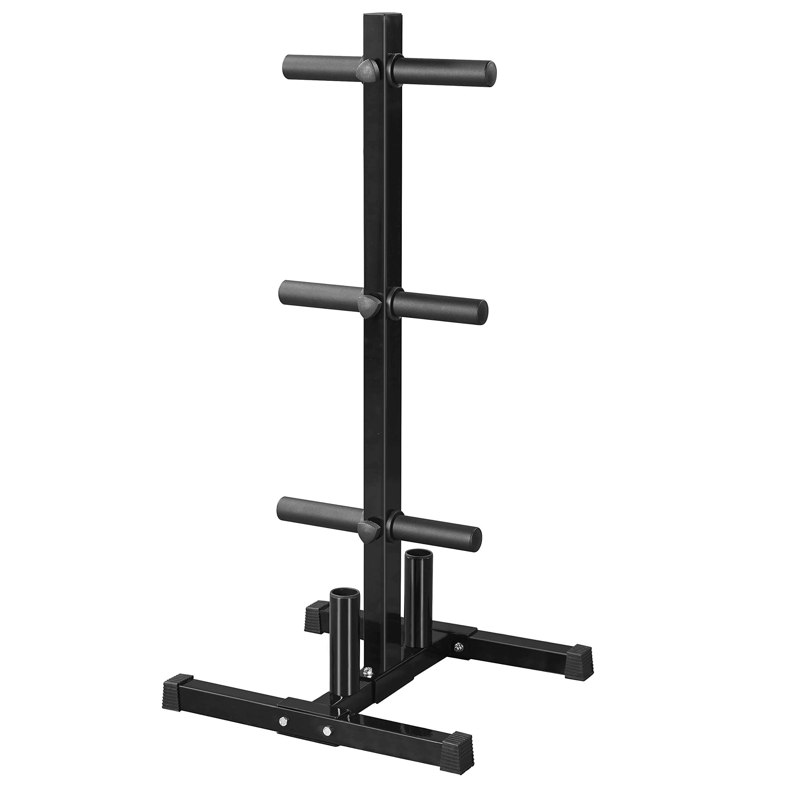 Yaheetech 2-in-1 Olympic Weight Plate Rack & Barbell Holder - Heavy Duty Storage Stand for Home Gym (Holds 882 lbs) - Perfect for Weightlifting, CrossFit & Strength Training