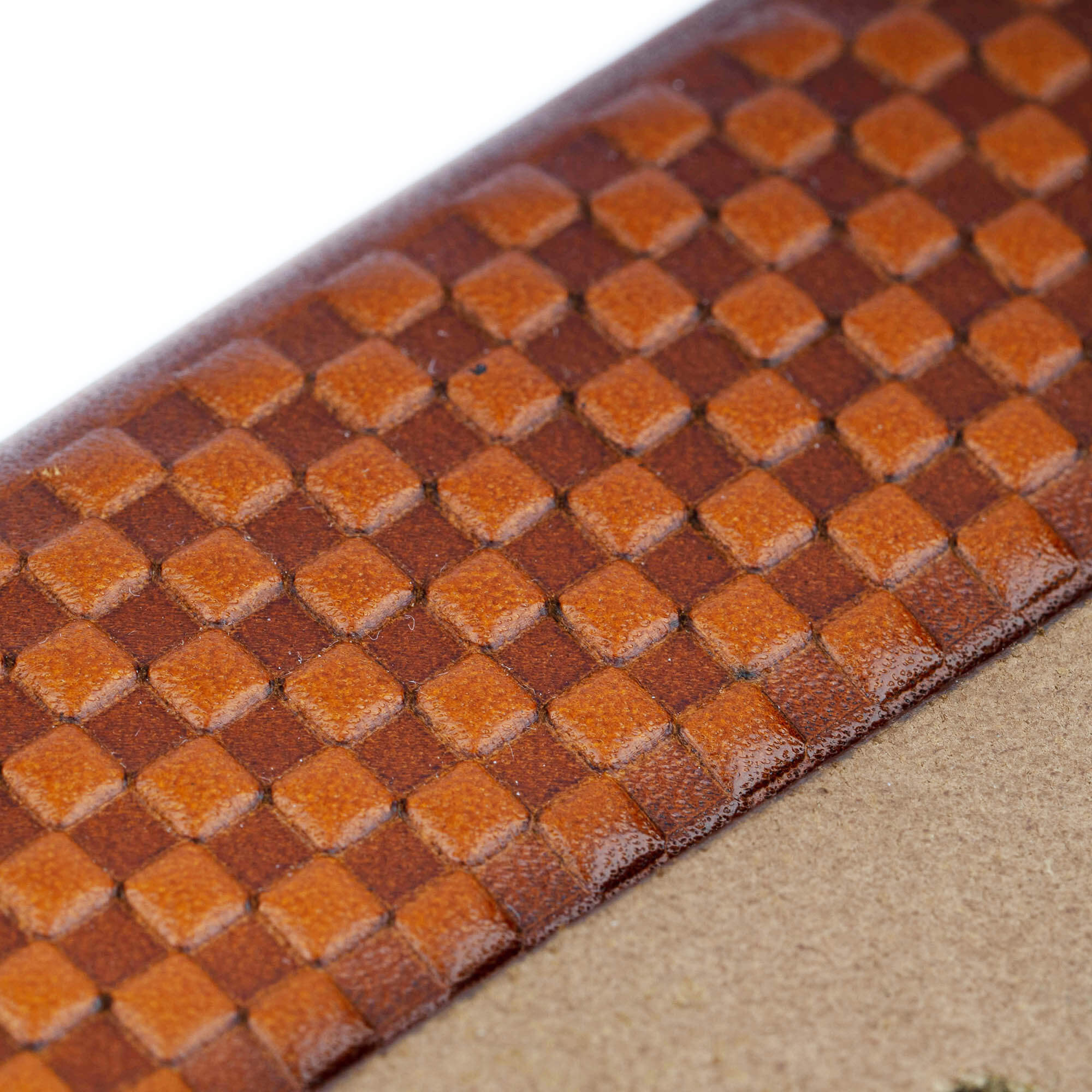 Ferragamo Replacement Belt Strap for Men - Light Brown Check Embossed Genuine Leather | Dress Belt for Business, Office & Formal Occasions