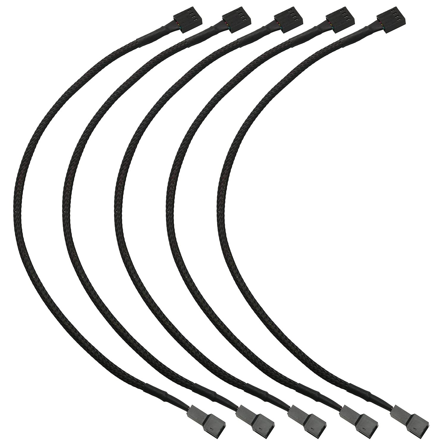 5-Pack 4 Pin PWM Fan Power Extension Cable - 11.8 Inch PC Internal Motherboard Fan Adapter - Black - Perfect for PC Cooling, Case Fans, and Custom Computer Builds