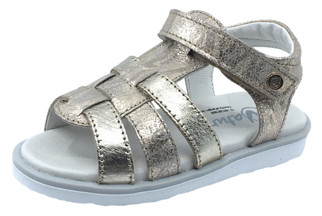 Naturino Girls Bright Rasso Leather Sandals in Platino - Comfortable & Stylish Summer Shoes for Outdoor Play, Beach & Casual Wear