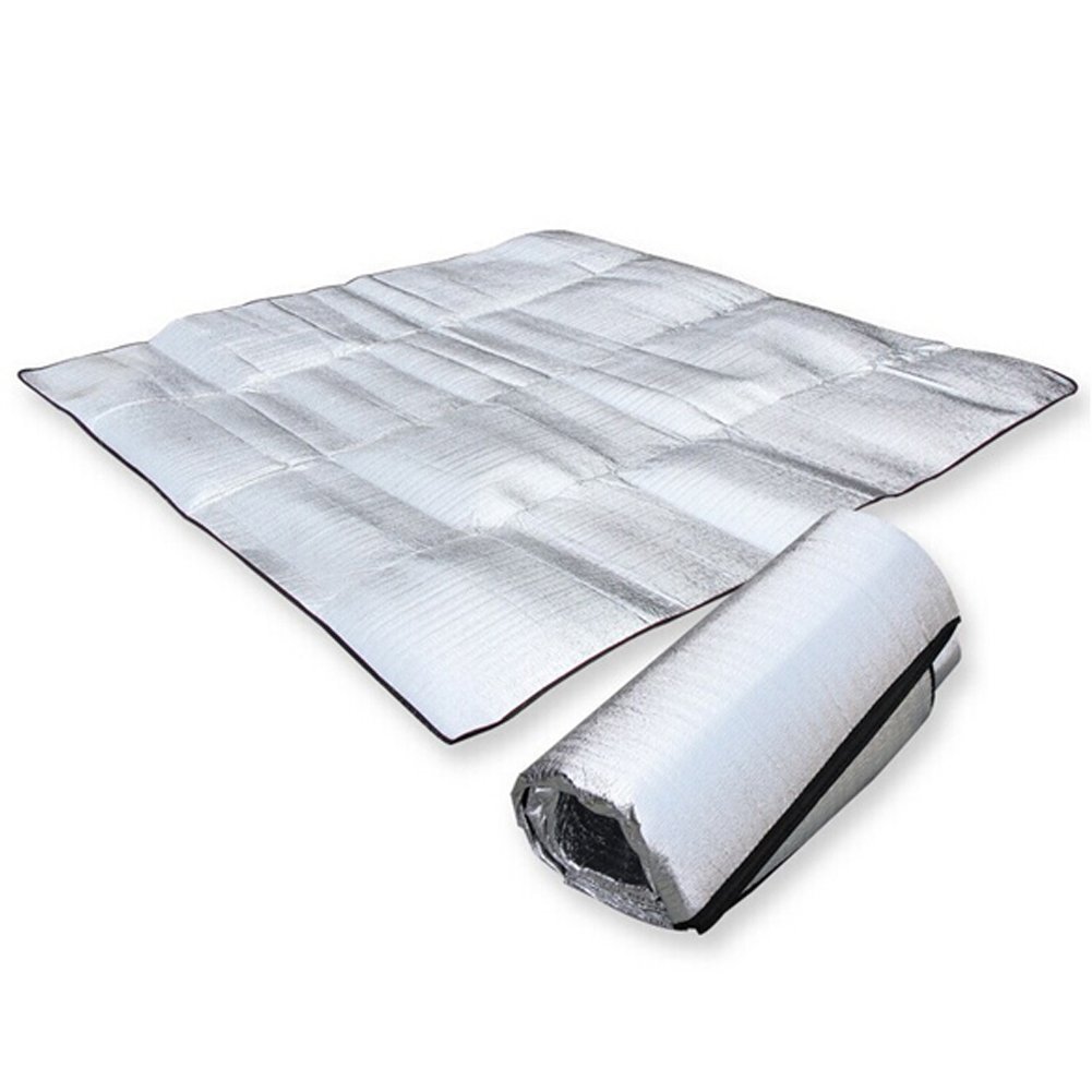 Waterproof Aluminum Foil EVA Sleeping Pad - Lightweight Camping Mat for Outdoor Hiking, Travel & Picnic - Thermal Insulation for Cold Weather - Silver Reflective Surface (Perfect for Backpacking, Beach & Emergency Kits)