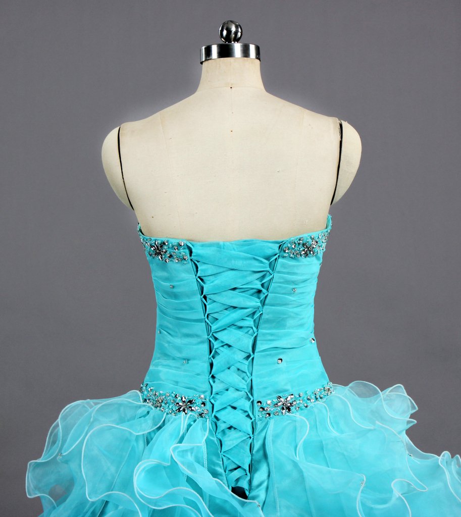 Elegant Strapless Rainbow Quinceañera Dress with Ruffles - Women's Prom Gown for Sweet 16, Homecoming & Special Occasions