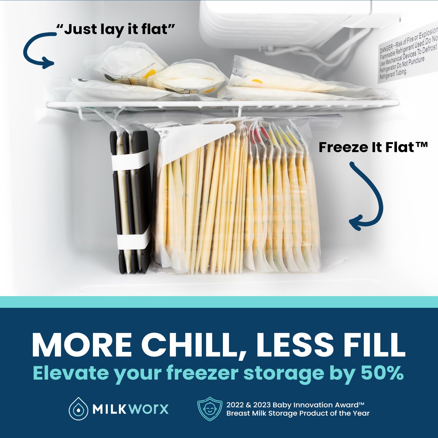 Freeze It Flat Breast Milk Storage Bags - Space-Saving Freezer Organizer for Breastmilk Storage | Made in USA | Essential Breast Pump Accessories for Nursing Moms | Perfect for Home, Travel & Daycare Use