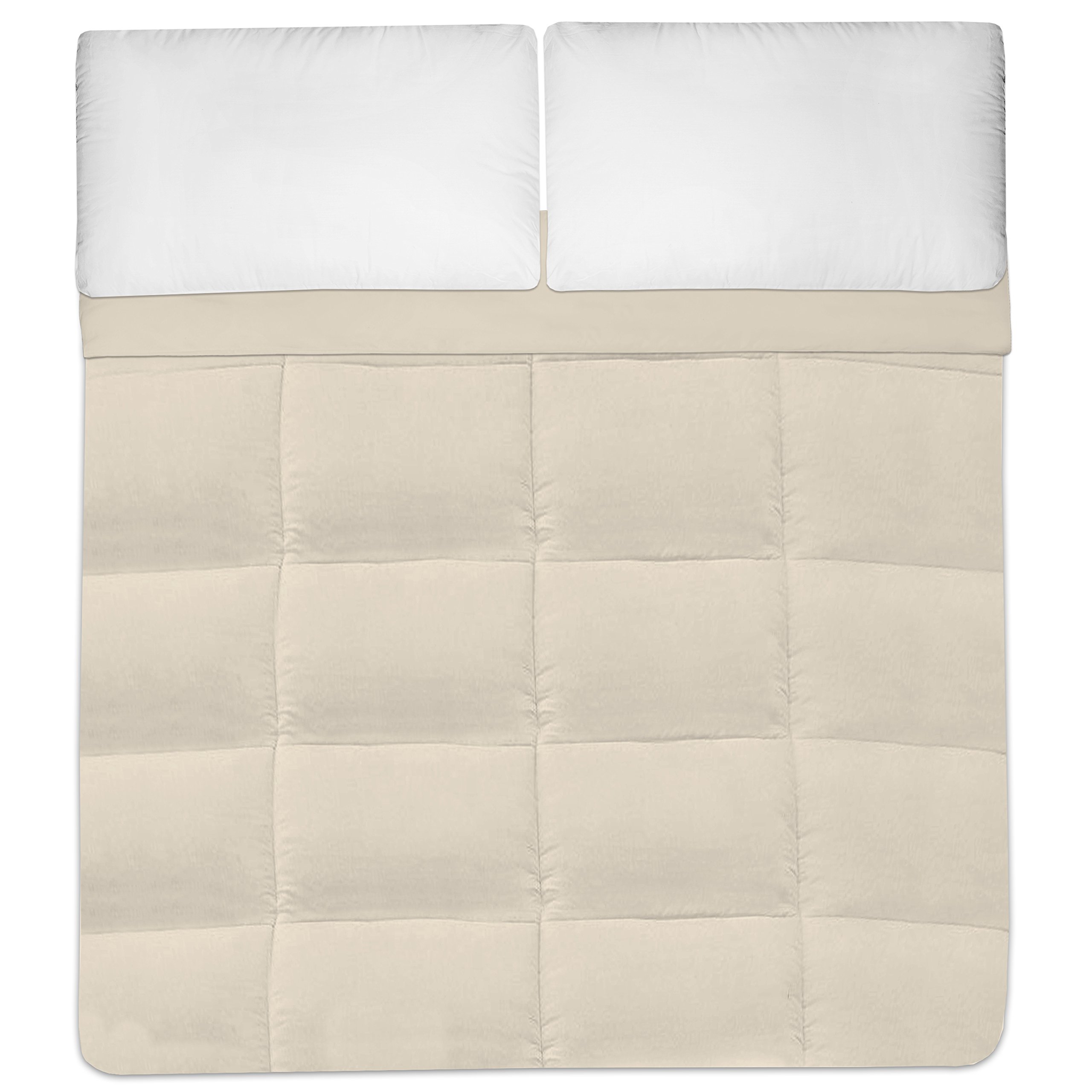 Sweet Home Collection Hypoallergenic Down Alternative Comforter - Twin Size, Beige | Soft Polyester Microfiber Box Stitch Design | Perfect for Allergy Sufferers & Cozy Bedroom Decor
