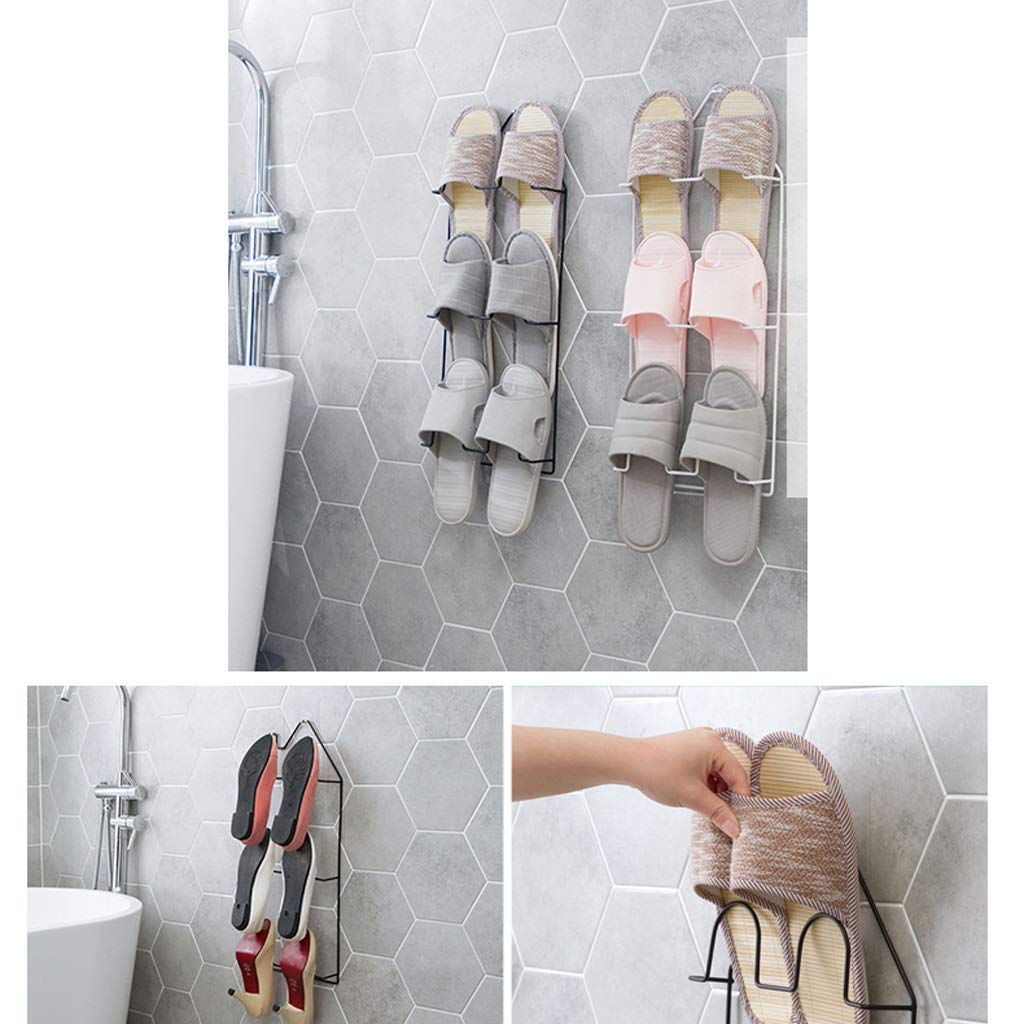 LXB Wall-Mounted Shoe Rack Organizer - 2 Pack White Multi-Layer Shoe Shelf for Bathroom, Entryway & Closet - Space Saving Shoe Storage Solution for Slippers, Sandals & Sneakers - Perfect for Small Apartments & Home Organization