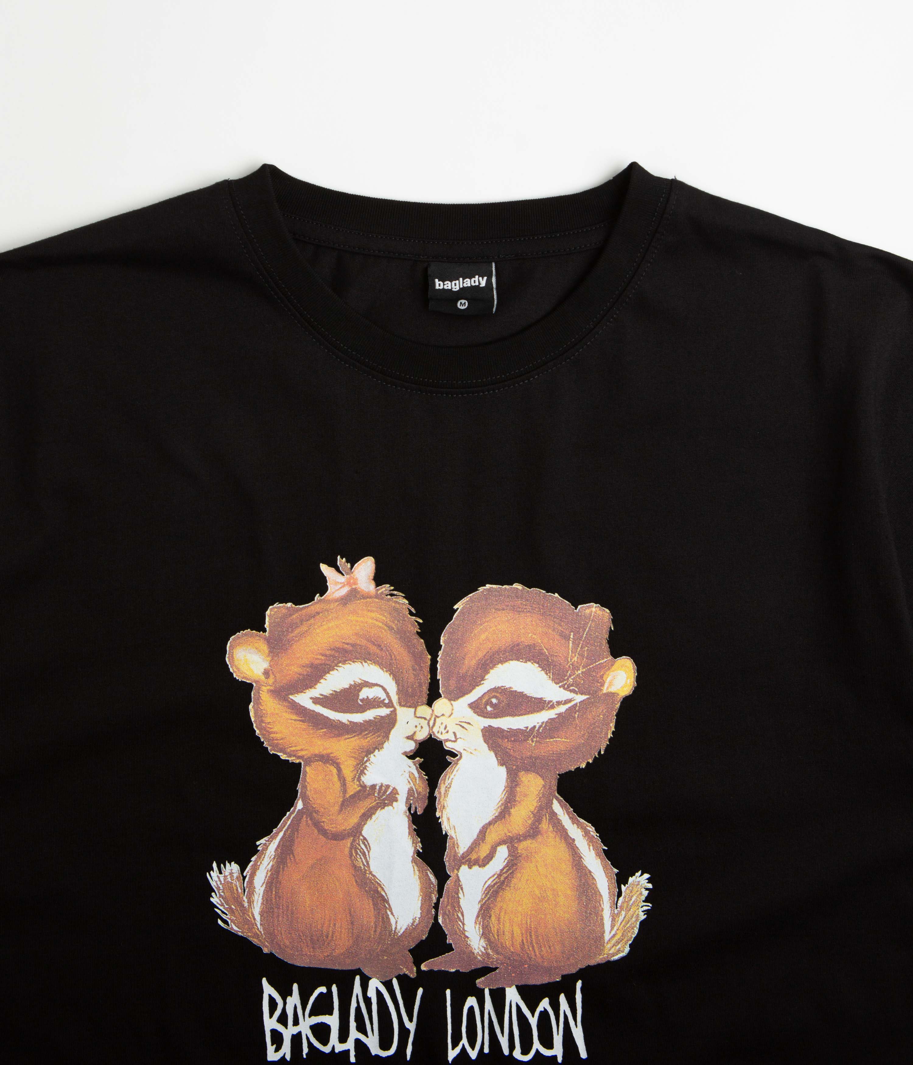 Baglady Chipmunk Love Graphic T-Shirt - Black | Cute Animal Print Tee for Casual Wear & Gifts