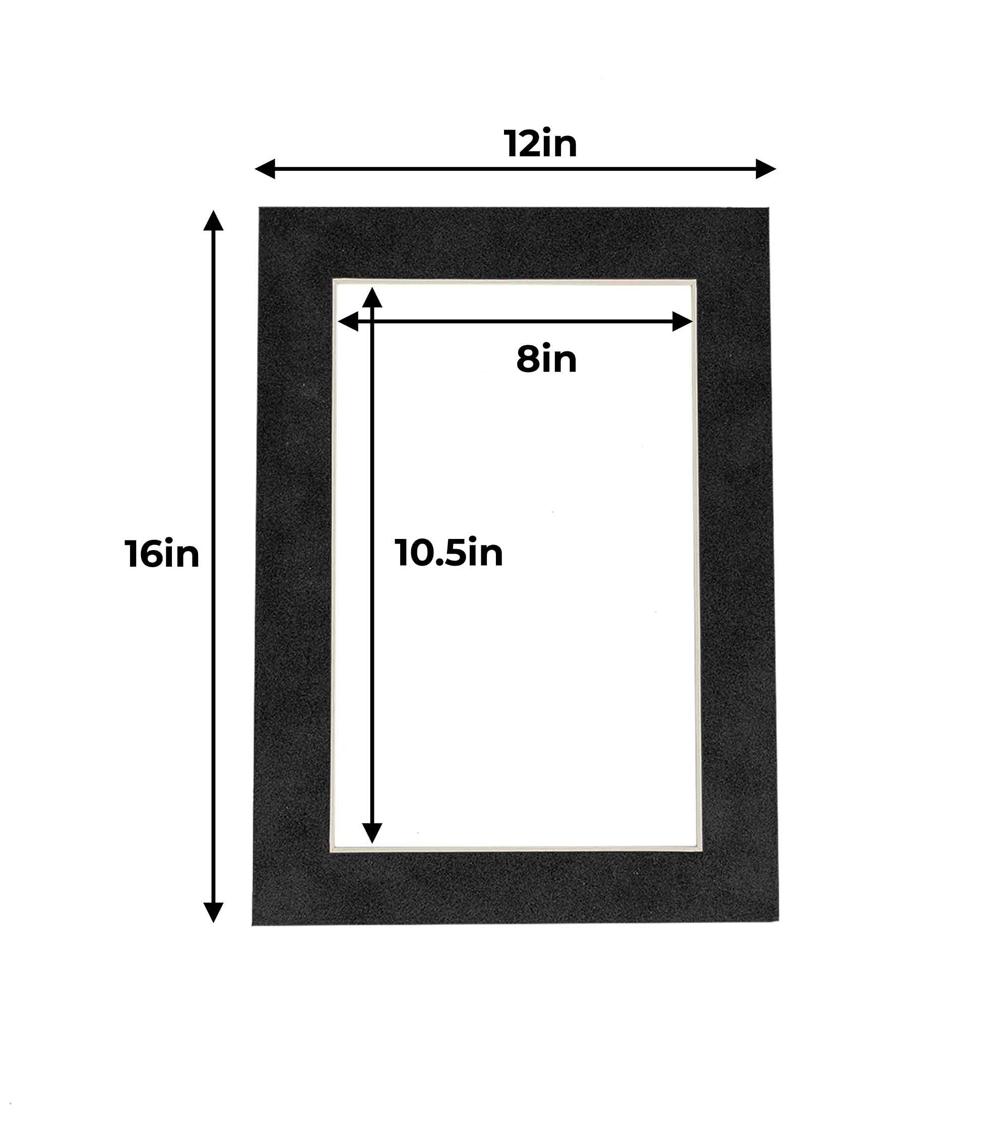 12x16 Inch Dark Grey Suede Picture Mat Board - Precut Acid-Free Bevel Cut Mat for 8.5x11 Photos - 10 Pack with Backing Boards & Clear Bags - Perfect for Framing Artwork, Scrapbooking, and Home Decor Display