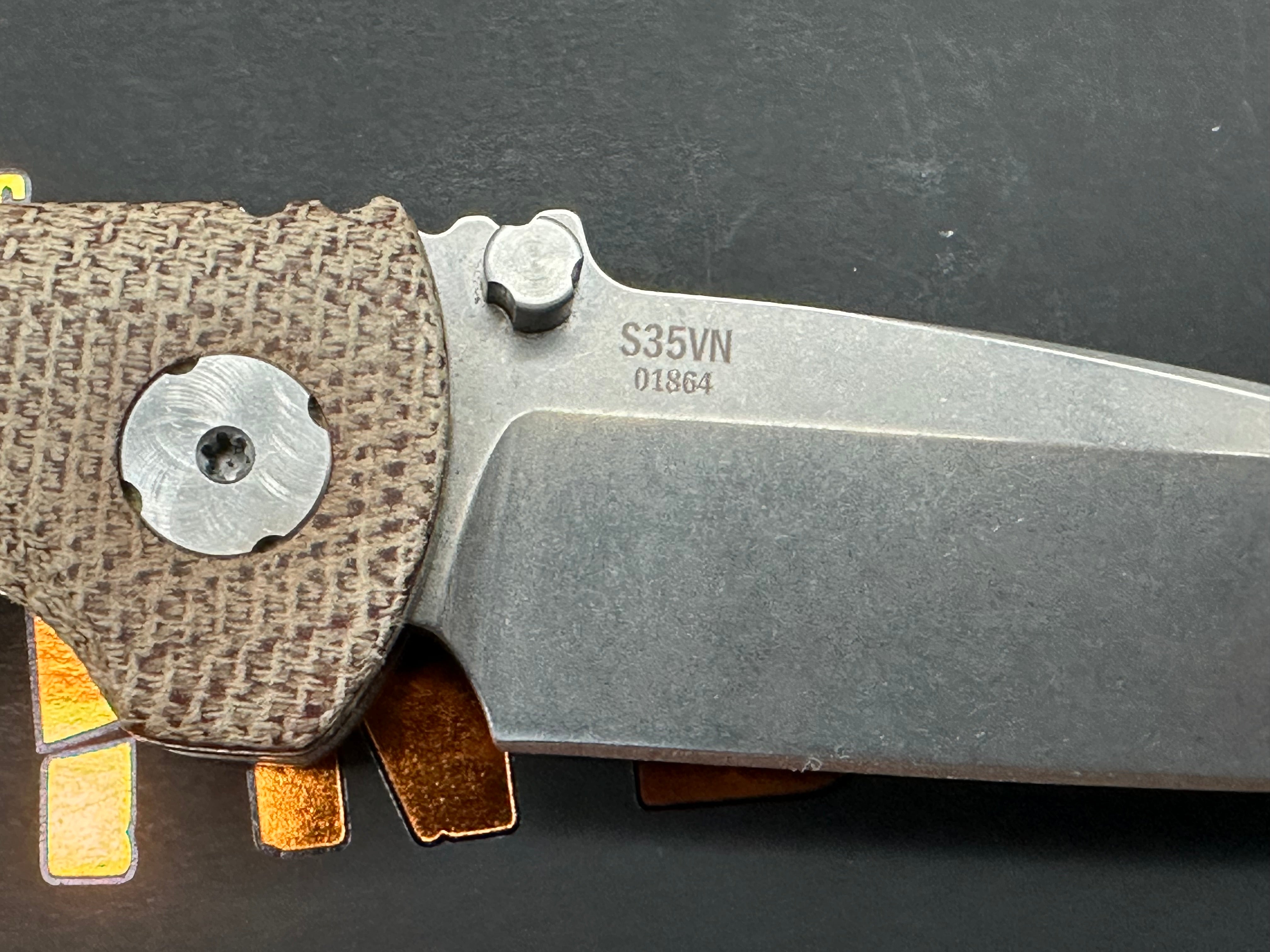 Southern Grind Spider Monkey Folding Knife - Micarta Handle, Brown Stonewash Blade (3.4