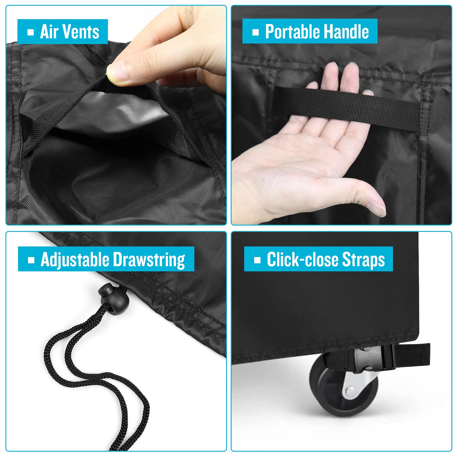 Kingling Waterproof Cooler Cart Cover for 65-80 Quart Coolers - Black Outdoor Rolling Ice Chest Protector (32''L x 18''W x 32''H) - Perfect for Patio Parties, Beach Trips & Tailgating