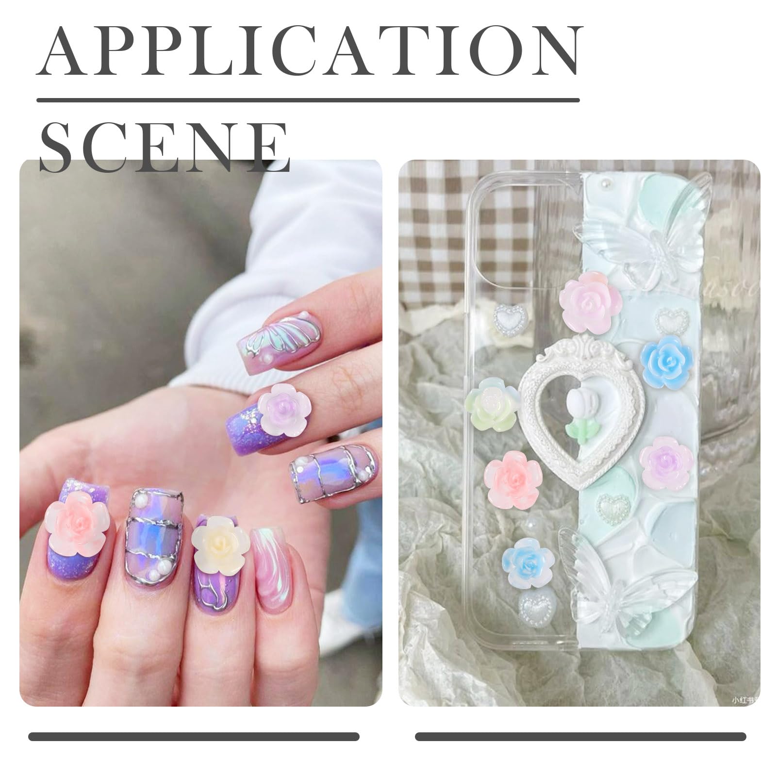 200 Pcs Glow in The Dark Mini Resin Flower Charms - Luminous Rose Flatback Cabochons for DIY Crafts, Nail Art, Scrapbooking & Hair Accessories | Perfect for Nighttime Decor & Party Favors