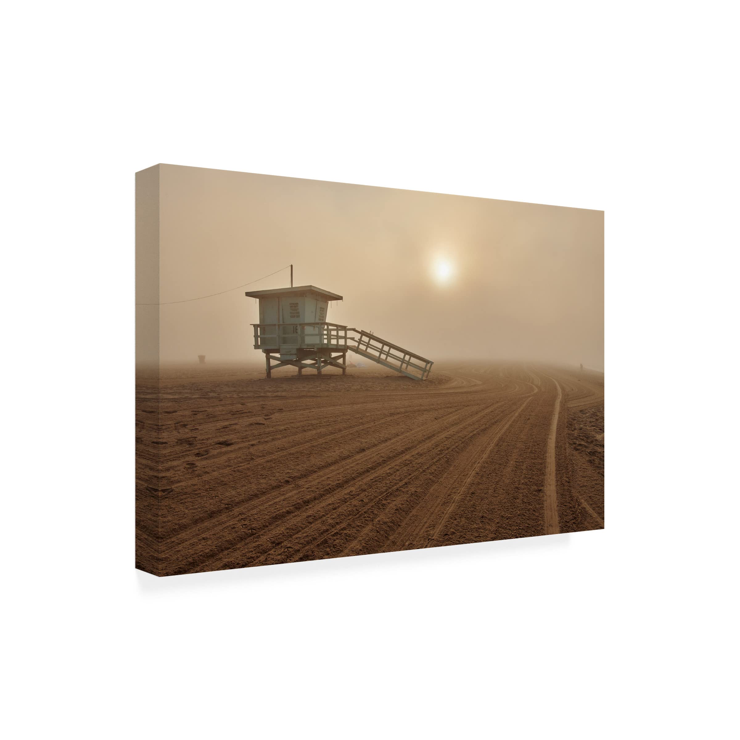 Fog On The Beach Santa Monica Canvas Wall Art Print by Martin Froyda - Coastal Home Decor for Living Room, Bedroom & Office