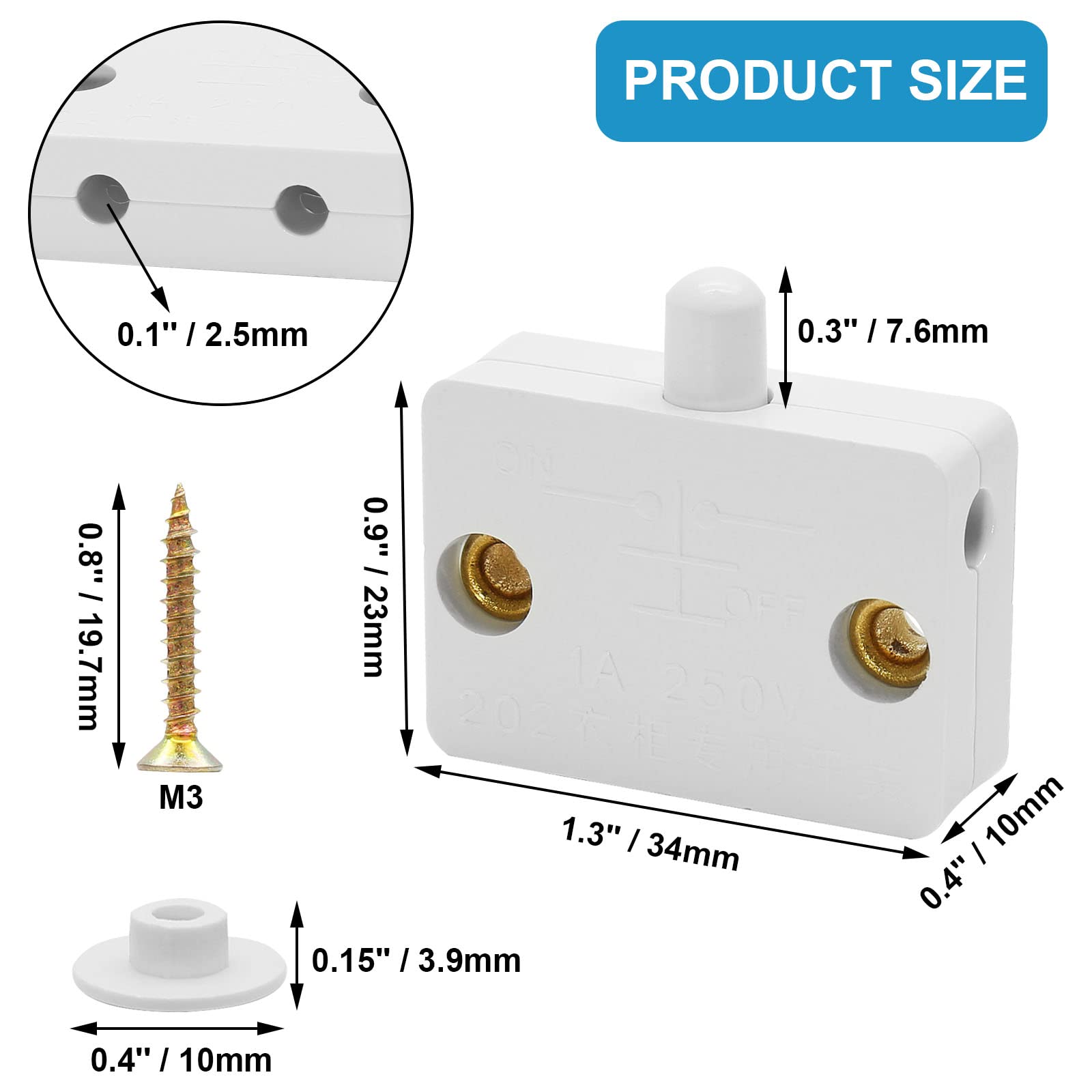 4Pcs White Automatic Touch Light Switches for Cabinet, Closet, Wardrobe & Pantry - 12V/24V/110V Compatible - Perfect for Hands-Free Lighting in Dark Spaces