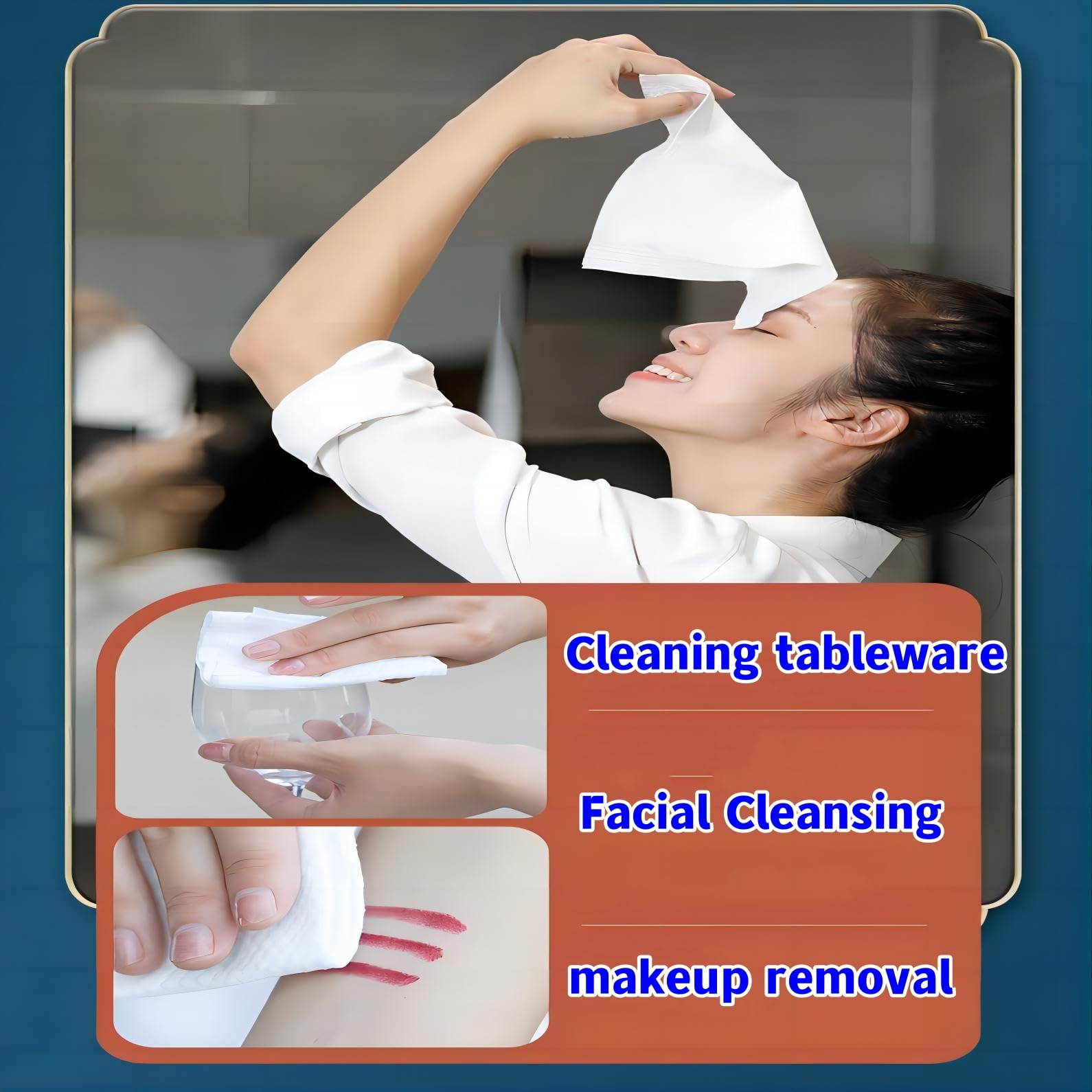 **Disposable Face Towels for Makeup Removal & Cleaning - 100% Cotton, Hypoallergenic, Biodegradable - Gentle for Baby & Sensitive Skin (Pack of 3) - Perfect for Travel, Gym & Daily Skincare Routine**