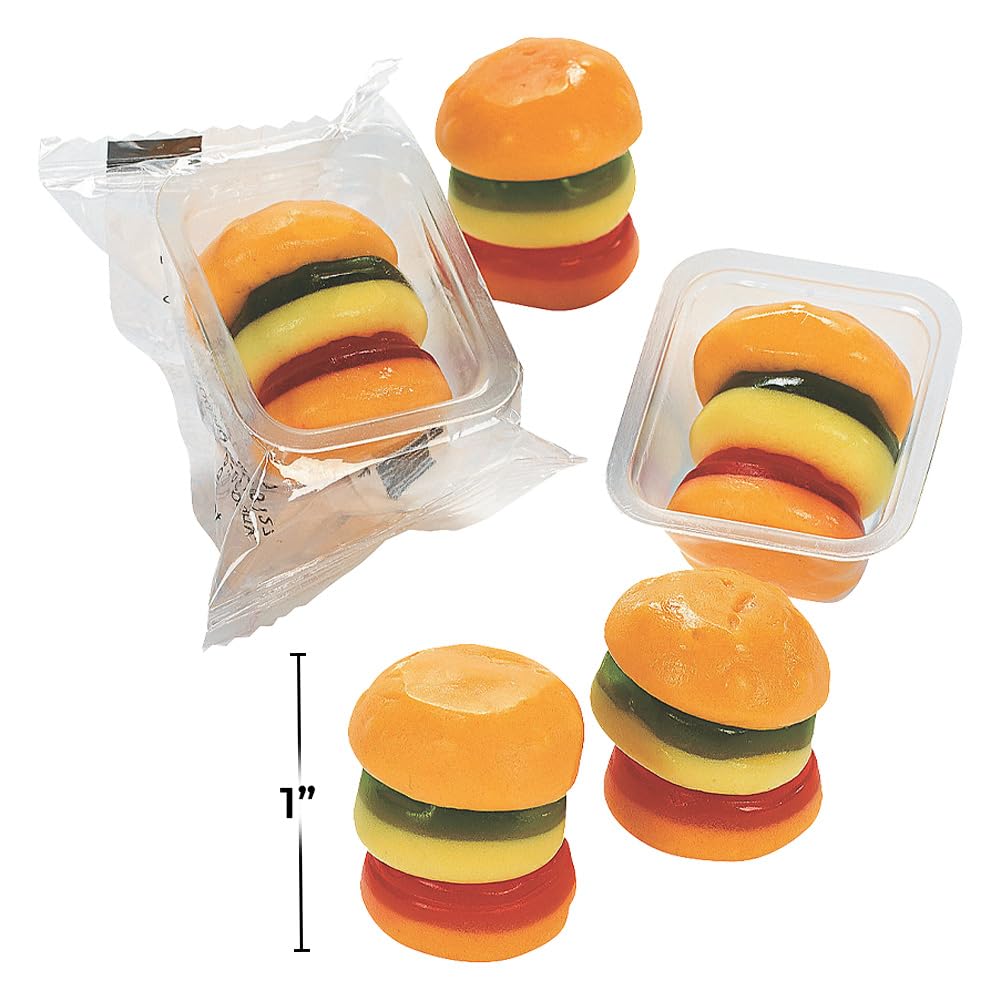 Gummy Mini Burgers - Soft & Chewy Candy Snacks - 50-Piece Pack - Perfect for Parties, Halloween Treats & Movie Night Snacks