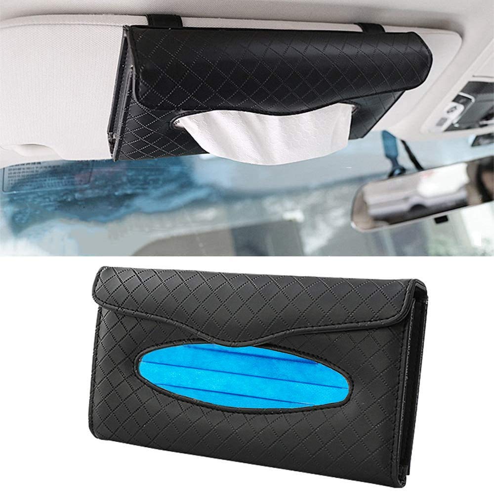 Car Sun Visor Tissue Holder - Leather Napkin Organizer Hanging Bag for Auto Accessories | Perfect for Women's Vehicles, Road Trips & Daily Commute