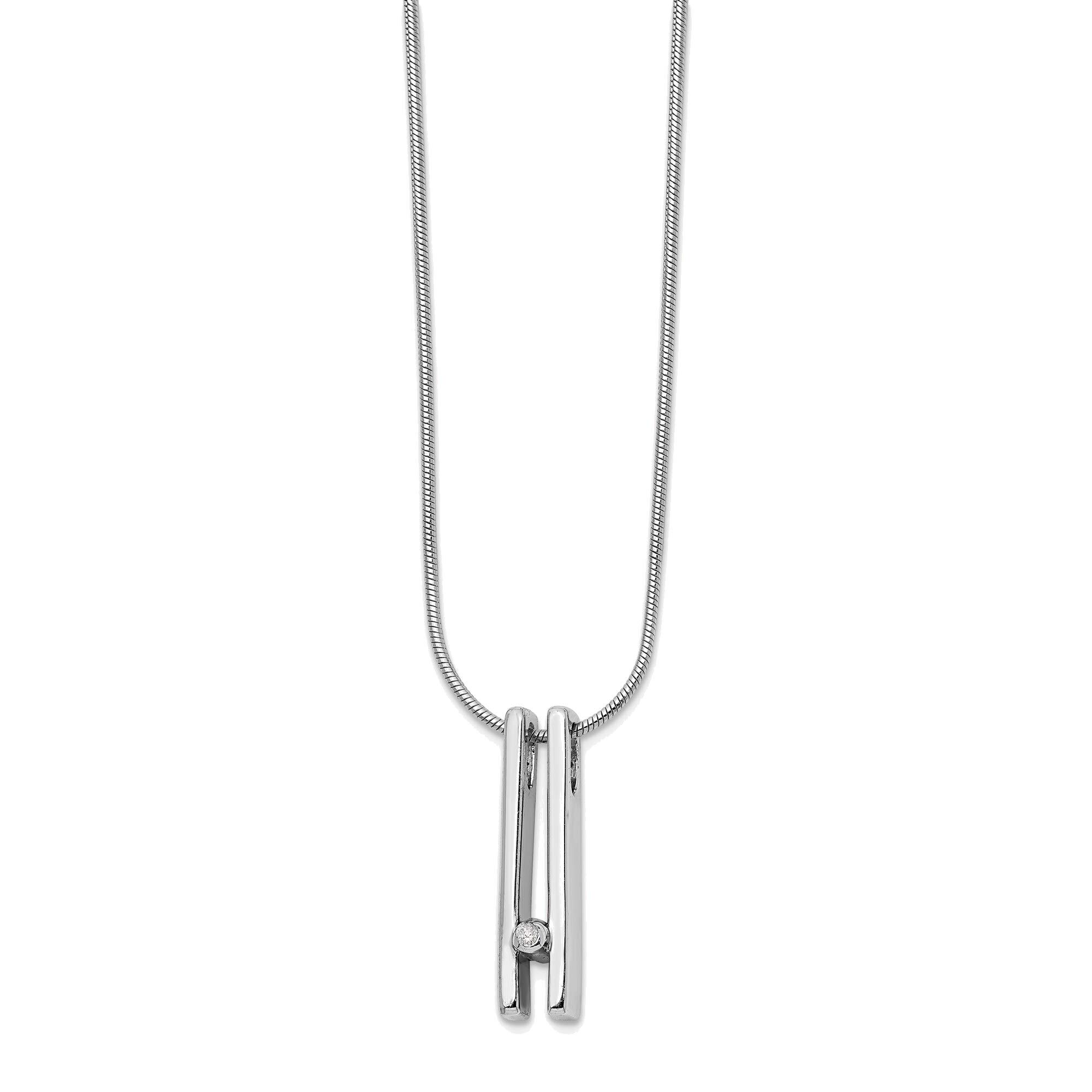 Bonyak Sterling Silver White Ice Diamond Necklace - 0.02ct Genuine Diamond Pendant for Women - Perfect for Weddings, Anniversaries & Special Occasions