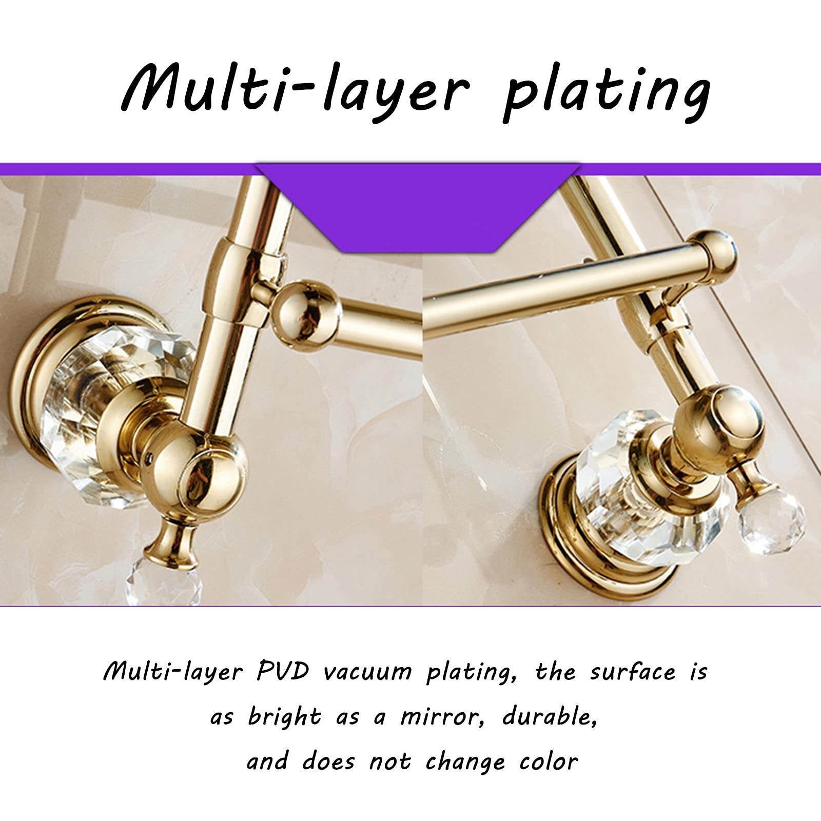 XXIOJUN 57x12cm Gold Tempered Glass Bathroom Shelf - Wall Mounted with Towel Bar, 10kg Load Capacity - Perfect for Shower, Vanity & Bathroom Organization (3 Colors Available)