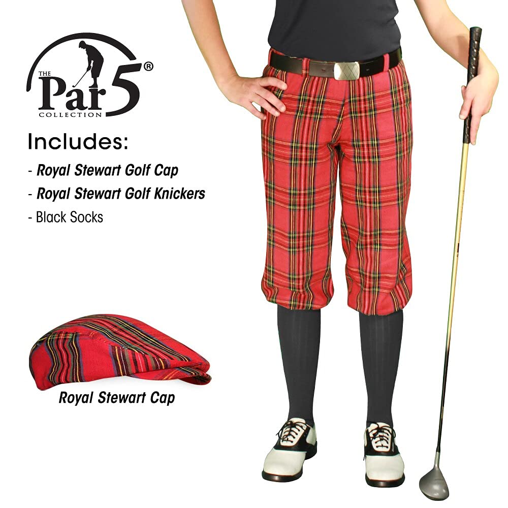 Stewart Collection Ladies 'Par 5' Golf Cap & Over-The-Calf Socks Set - Royal Stewart Tartan - Perfect for Golf Tournaments & Country Club Events