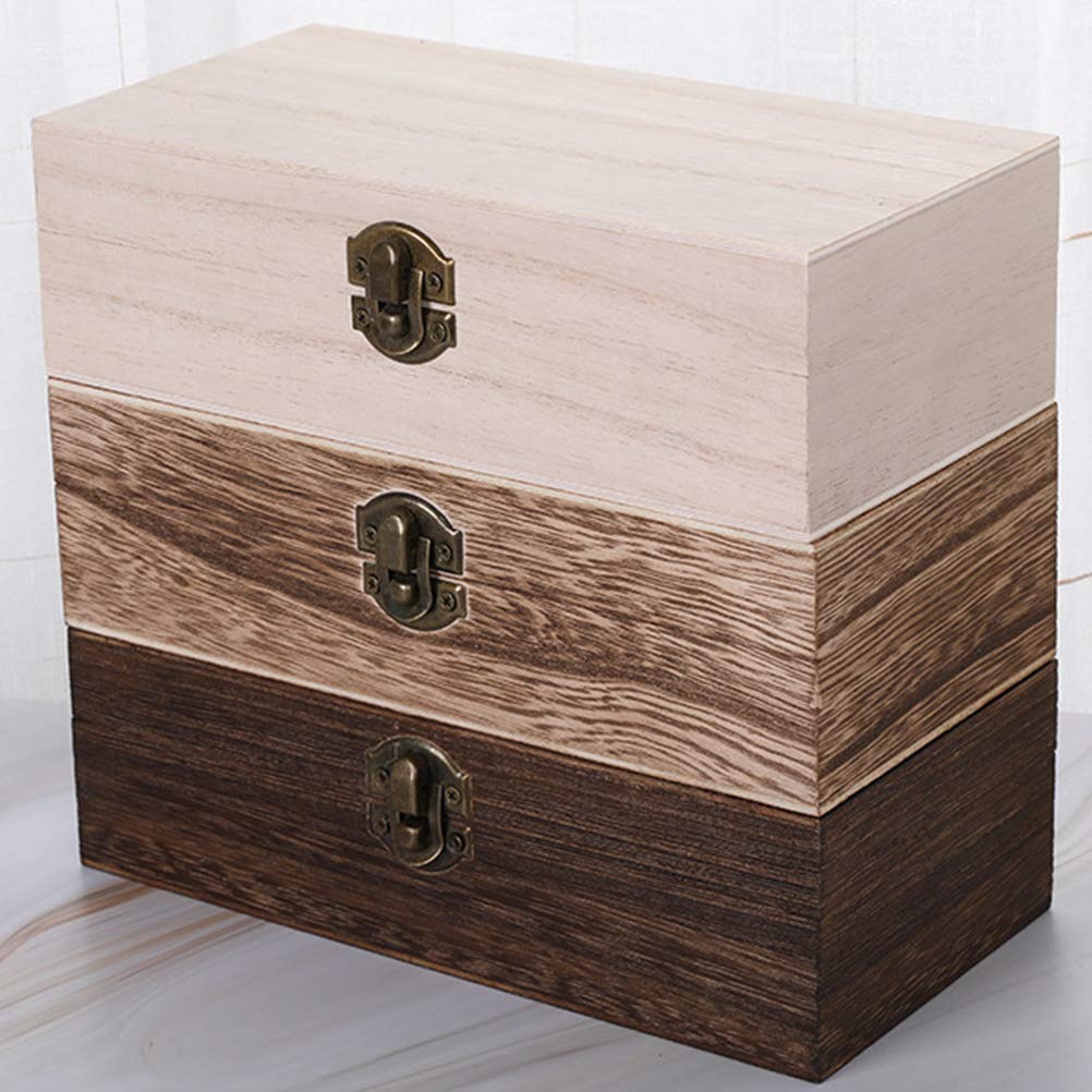 VICASKY 2-Piece Wooden Jewelry Organizer Box Set - Mini Antique Jewelry Storage Tray with Clear Lid, Pirate & Woodsy Themed Decor for Rings, Earrings & Necklaces | Perfect for Bedroom Vanity, Travel & Gift Giving